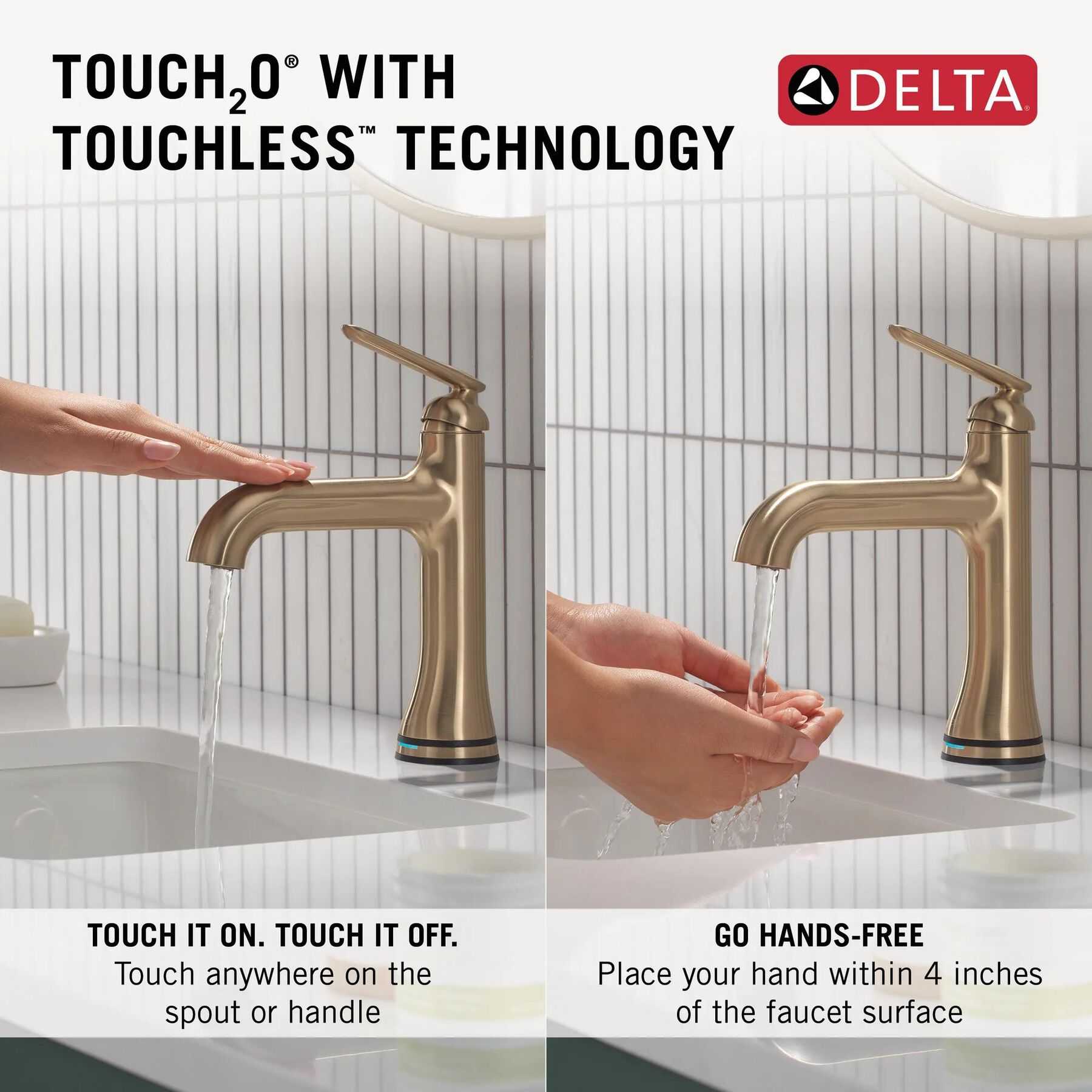 Single Handle Bathroom Faucet with Touch20 with Touchless Technology