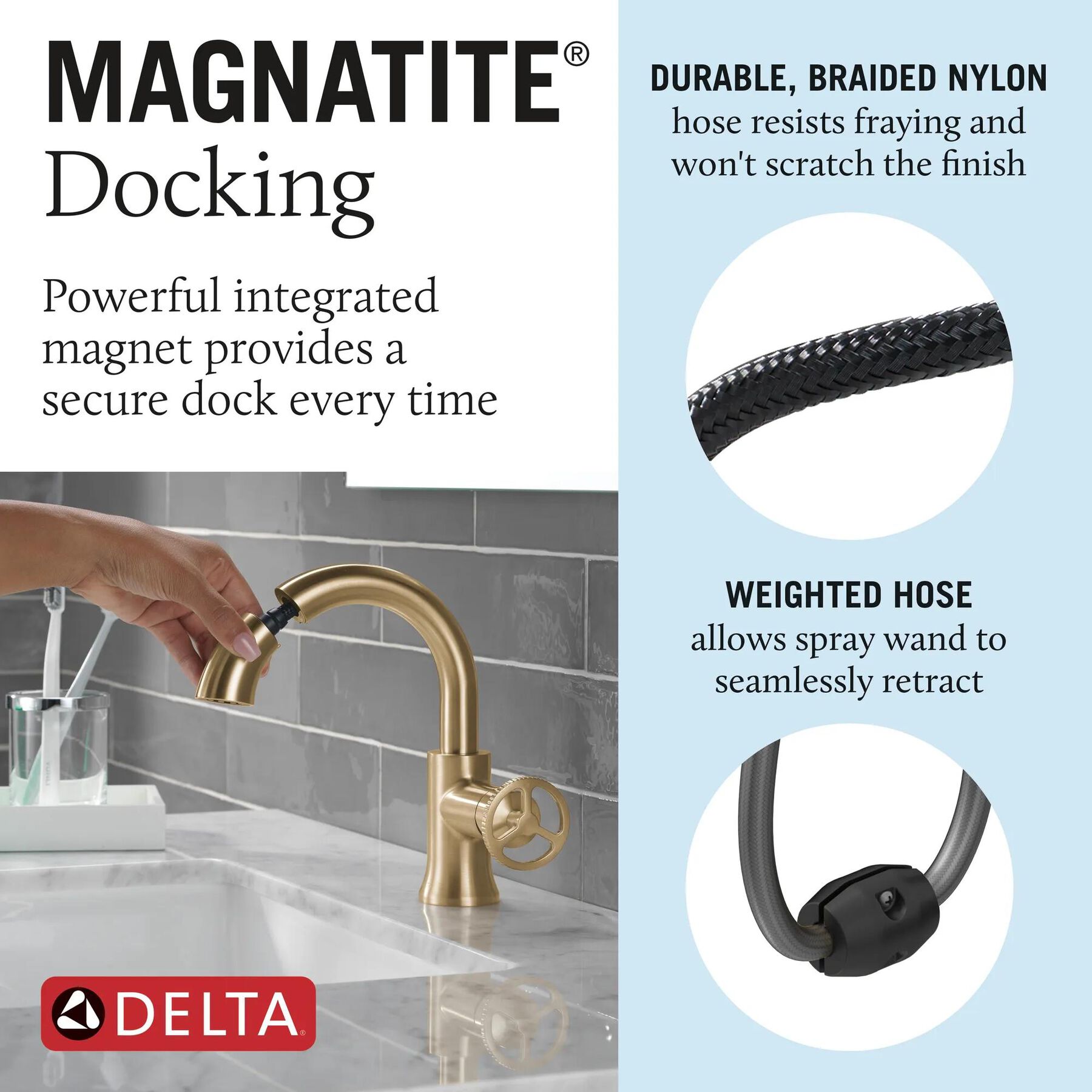Single Handle Pull-Down Bathroom Faucet