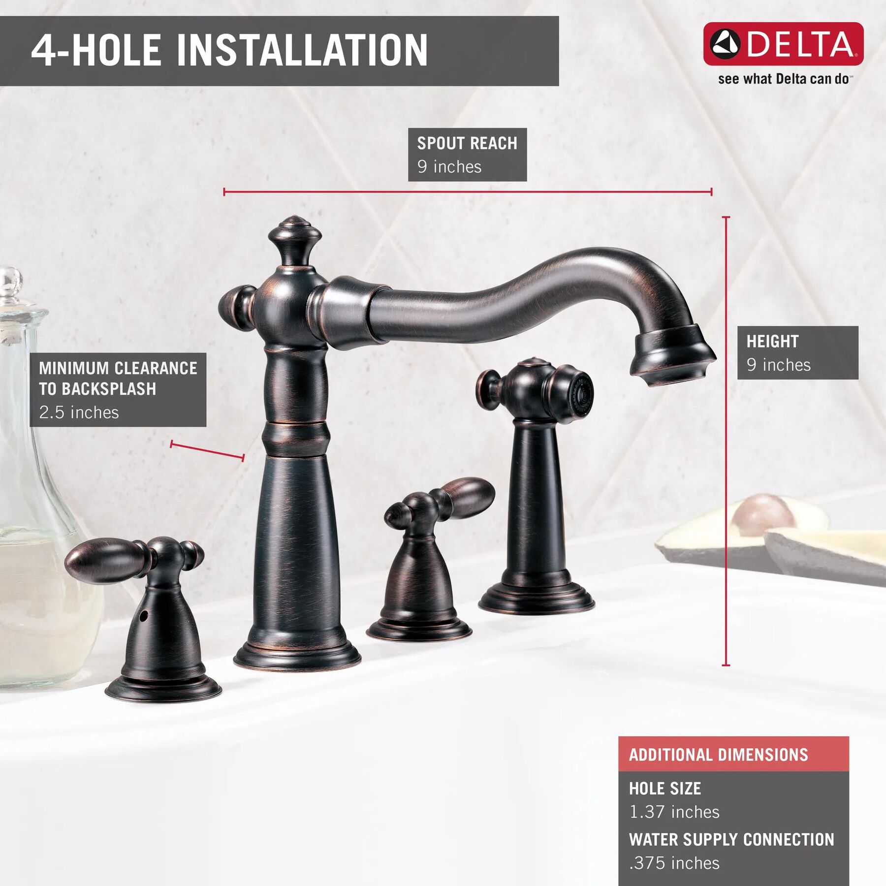 Two Handle Widespread Kitchen Faucet with Spray