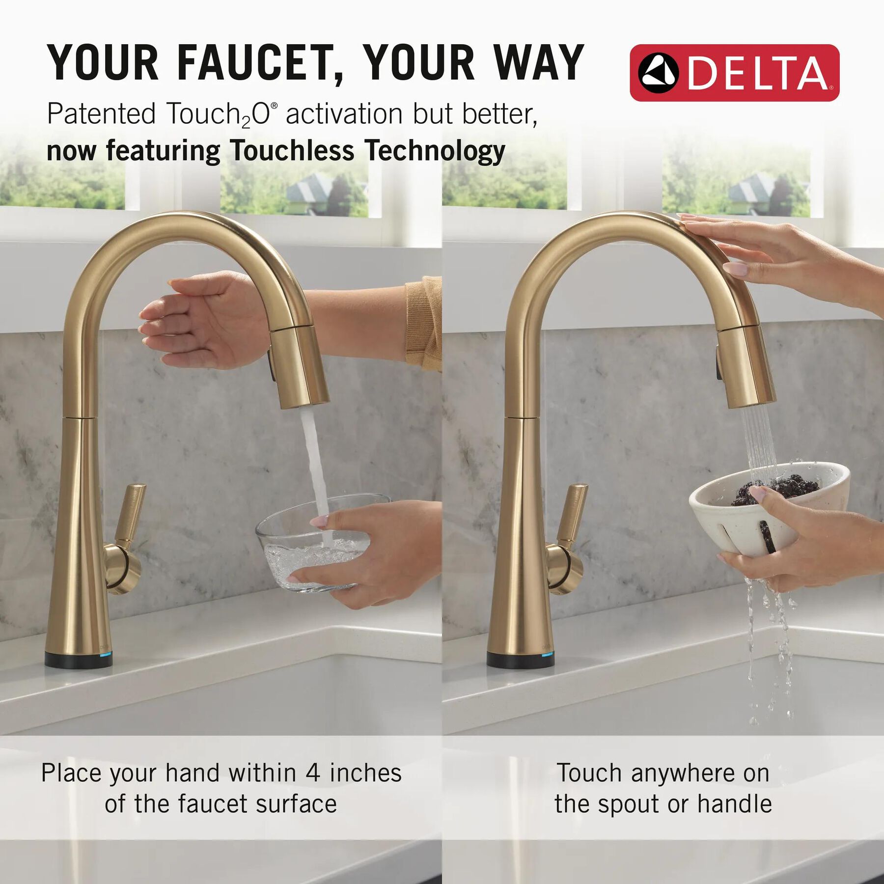 Touch<sub>2</sub>O&reg; Technology Kitchen Faucet with Touchless Technology