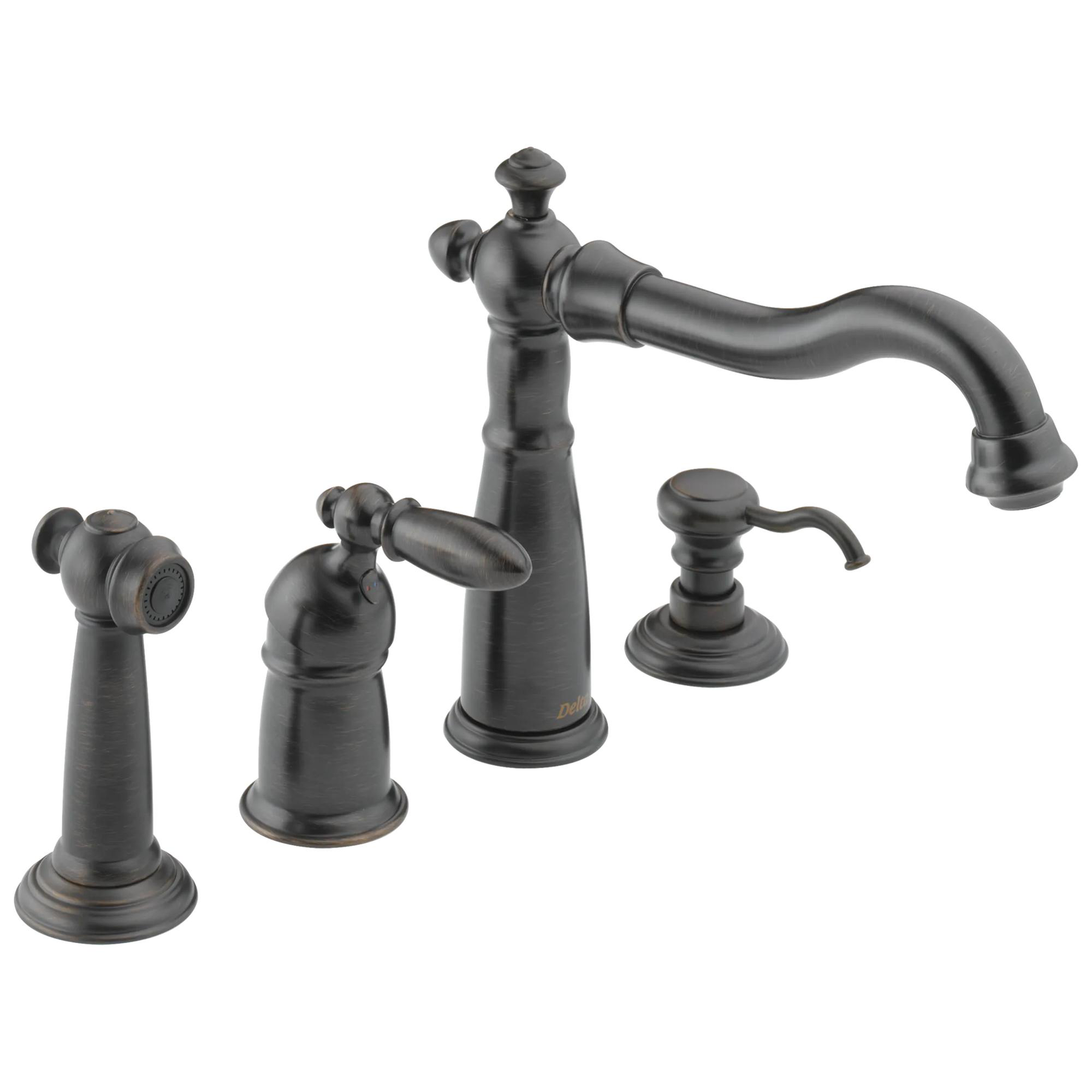 Single Handle Kitchen Faucet with Spray and Soap Dispenser
