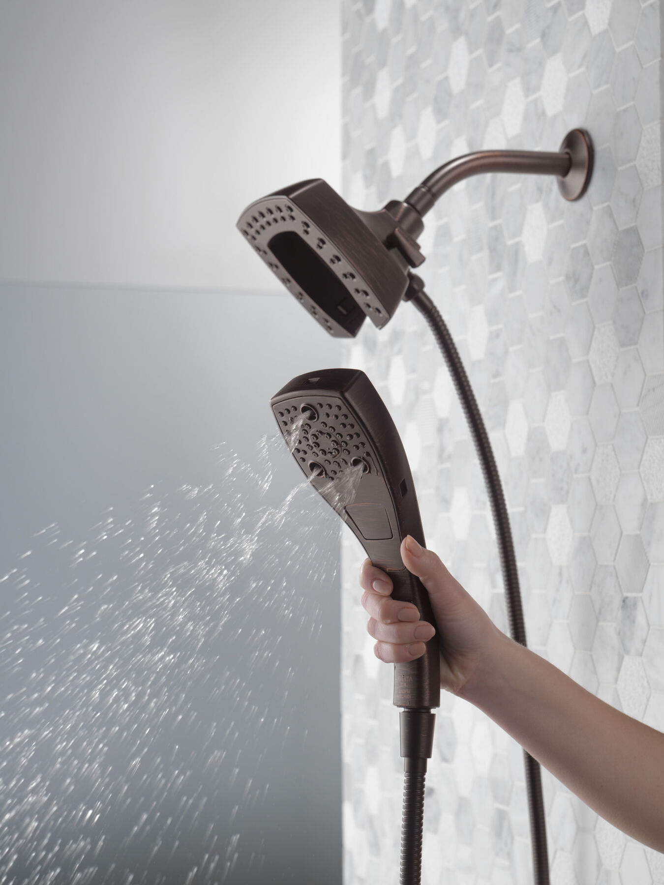 H<sub>2</sub>Okinetic&reg; In2ition&reg; 5-Setting Two-in-One Shower