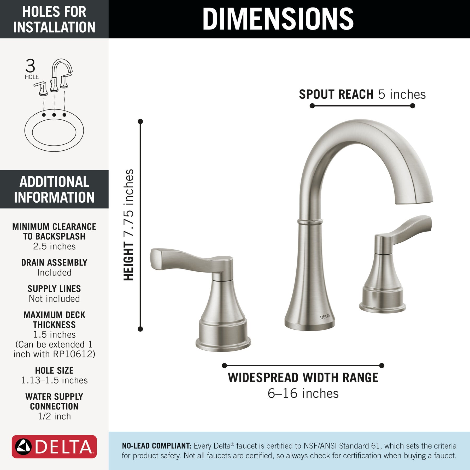 Widespread Lavatory Faucet with 14 Series Shower Trim and Rough Bundle