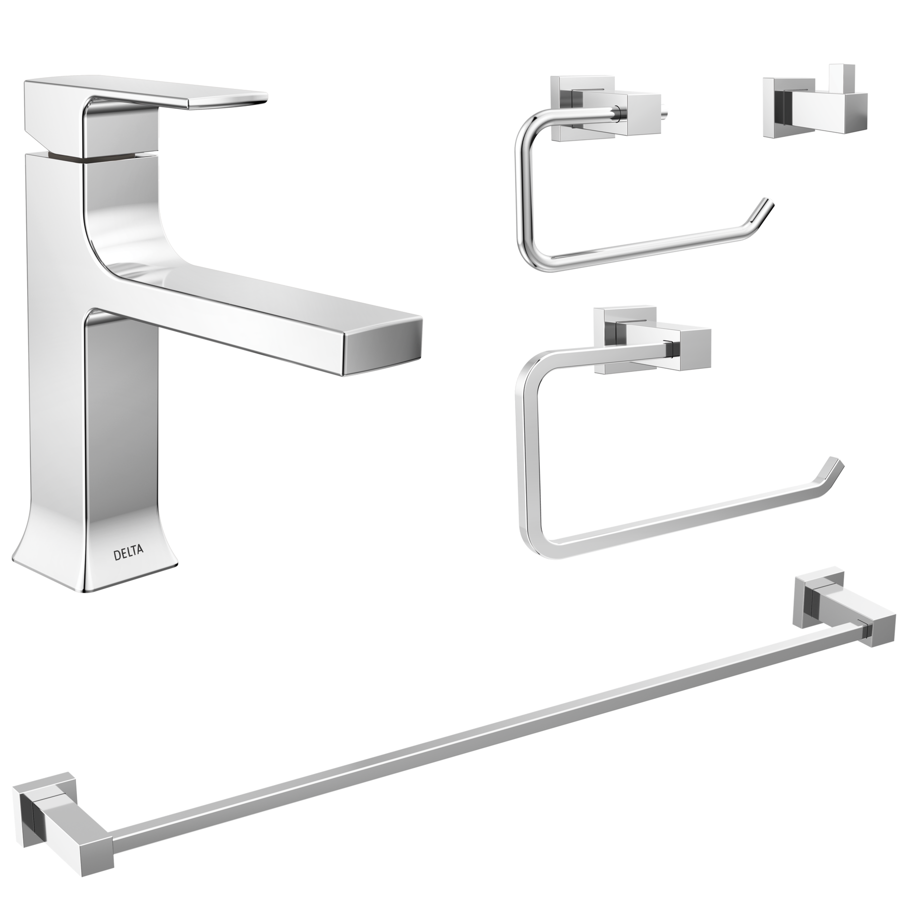Single Handle Lavatory Faucet with Bathroom Accessories Bundle
