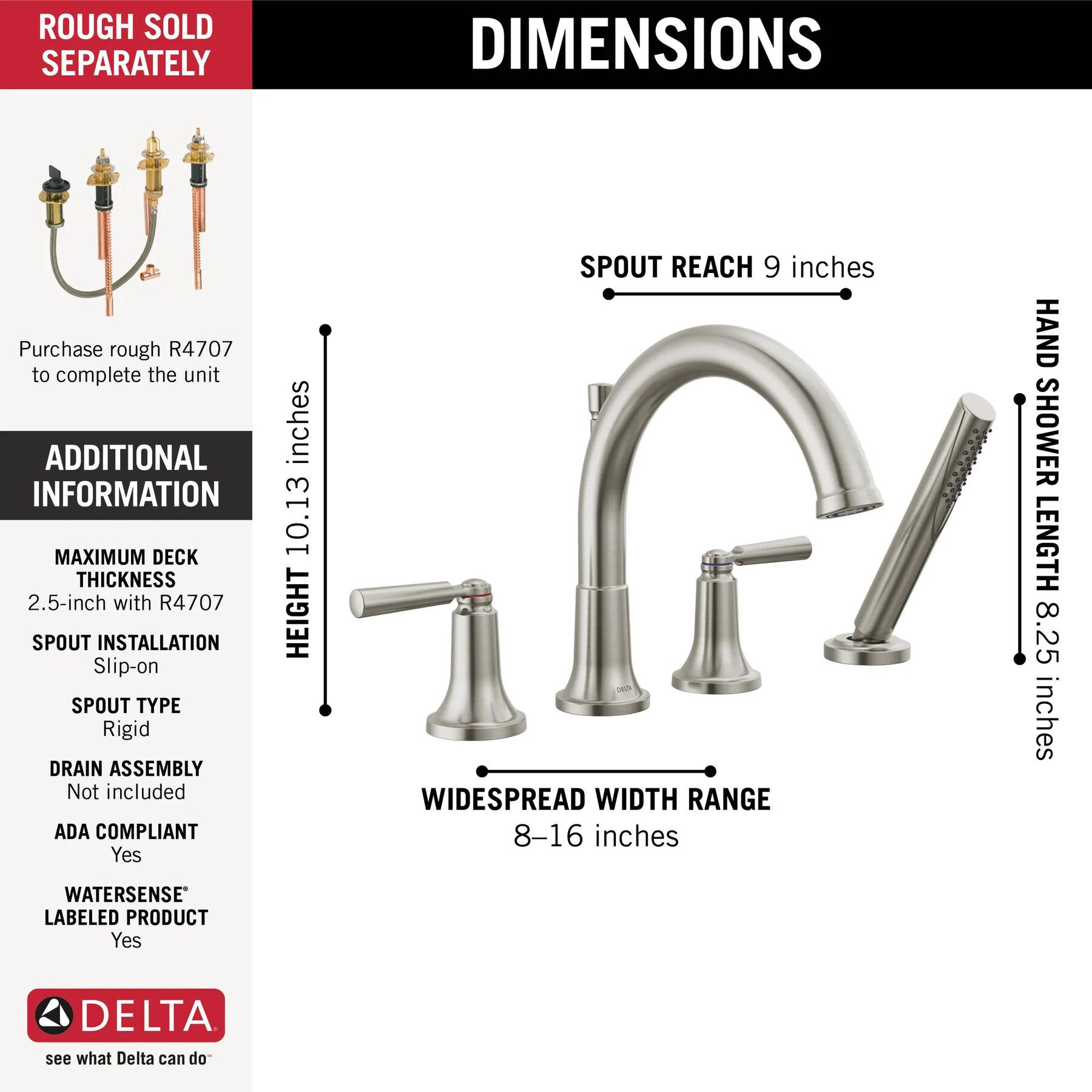 Roman Tub Trim with Hand Shower (Recertified)