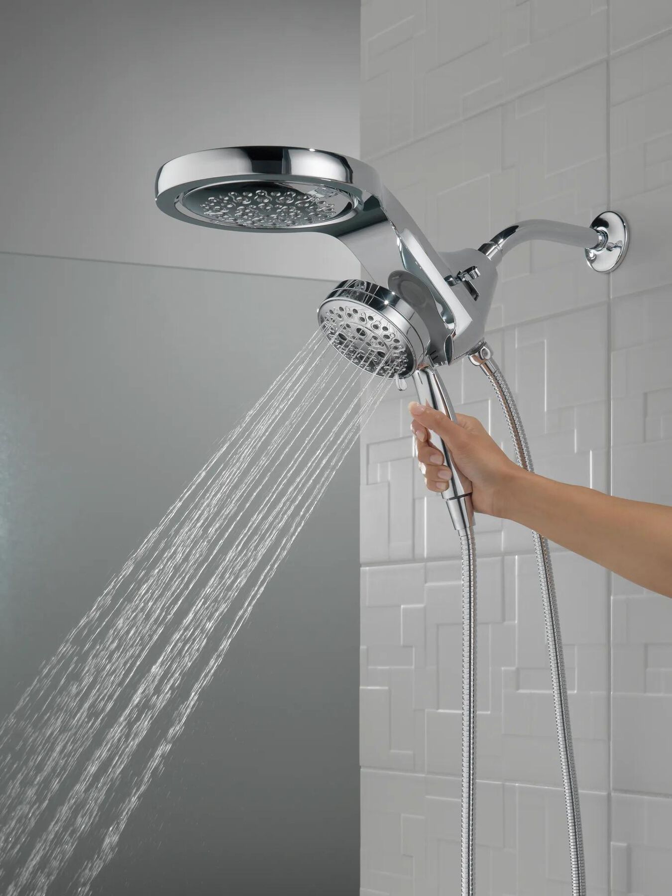 HydroRain&reg; H<sub>2</sub>Okinetic&reg; 5-Setting Two-in-One Shower Head