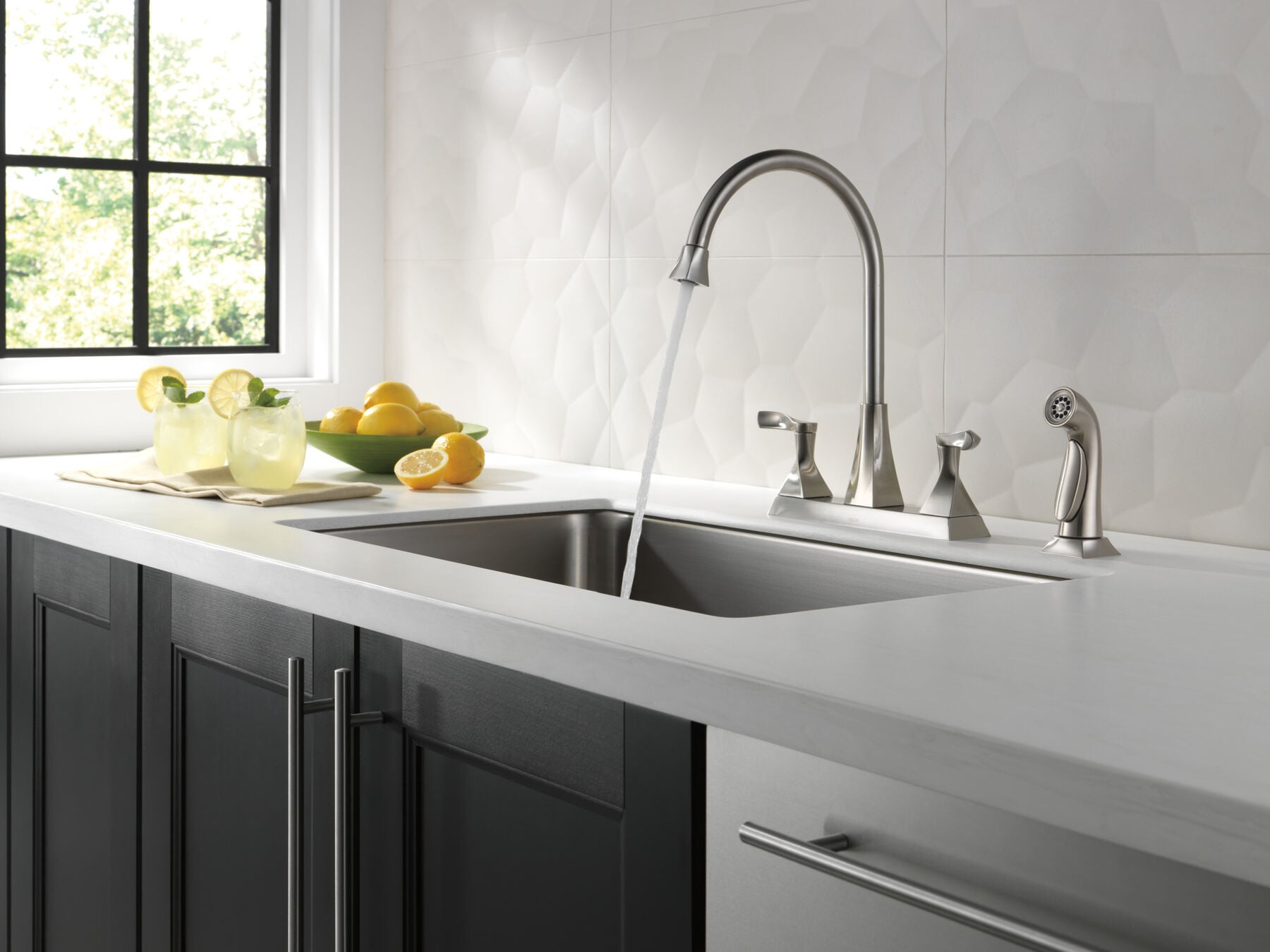 Two Handle Kitchen Faucet with Spray (Recertified)
