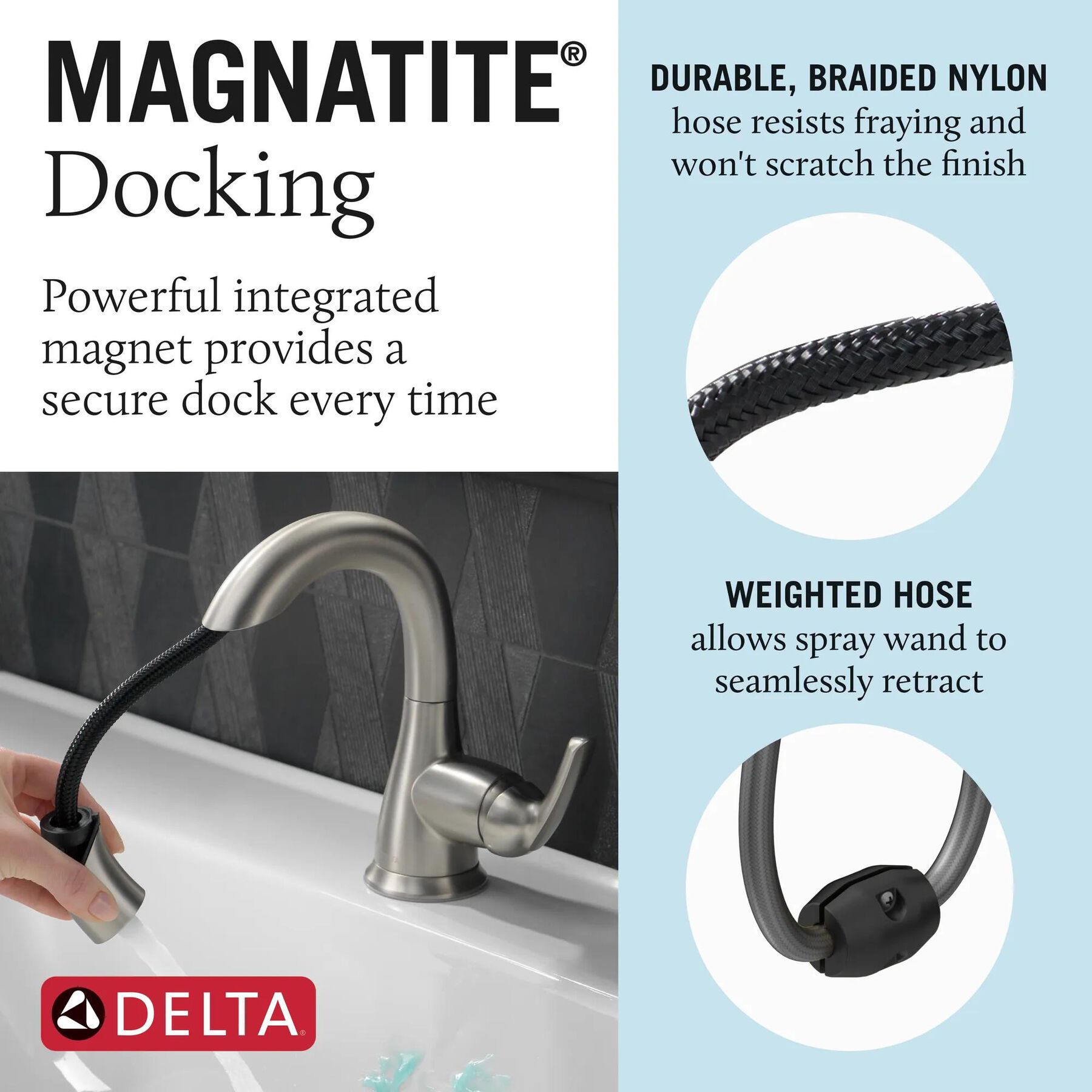 Single Handle Pull-Down Bathroom Faucet