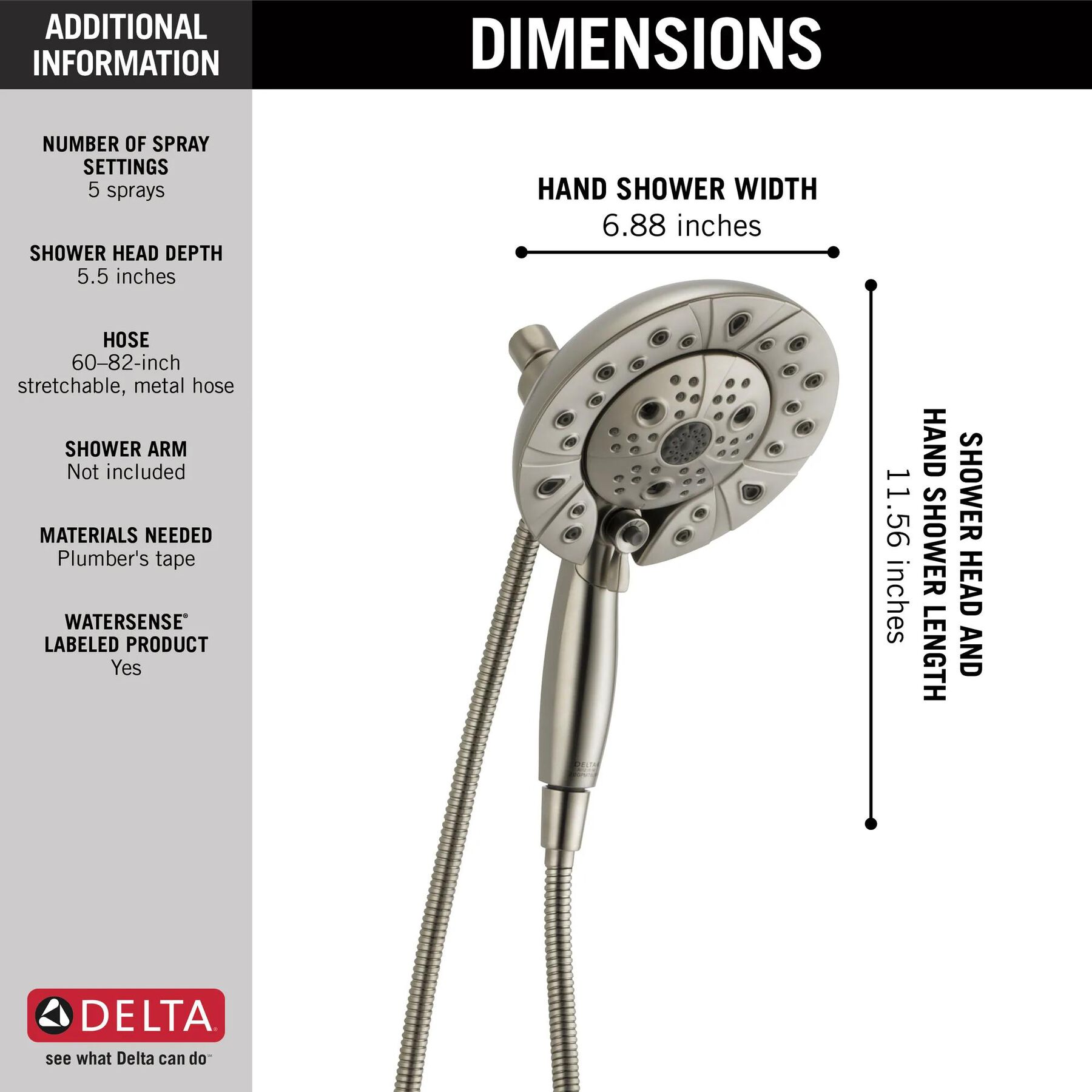 H<sub>2</sub>Okinetic&reg; In2ition&reg; 5-Setting Two-in-One Shower (Recertified)