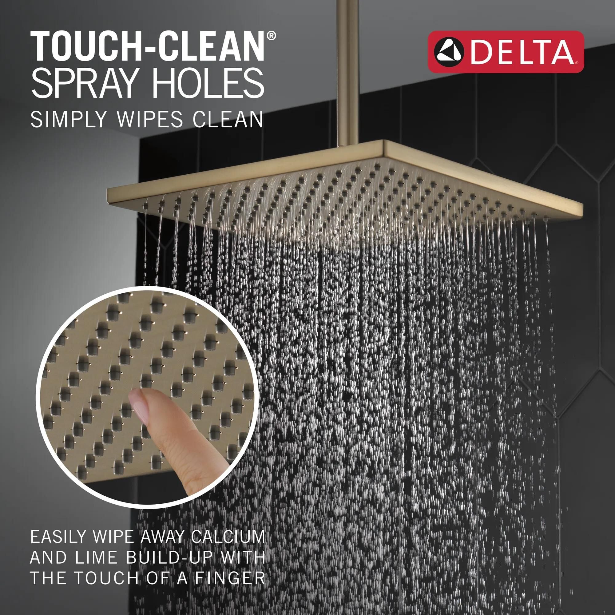 Single-Setting Metal Raincan Shower Head in Lumicoat® Champagne