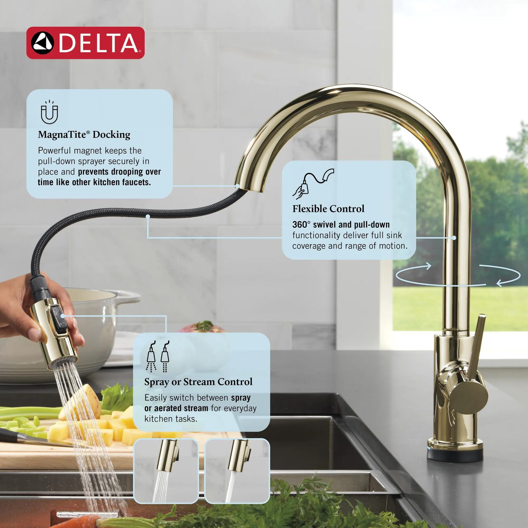 Touch<sub>2</sub>O&reg; Technology Kitchen Faucet with Touchless Technology