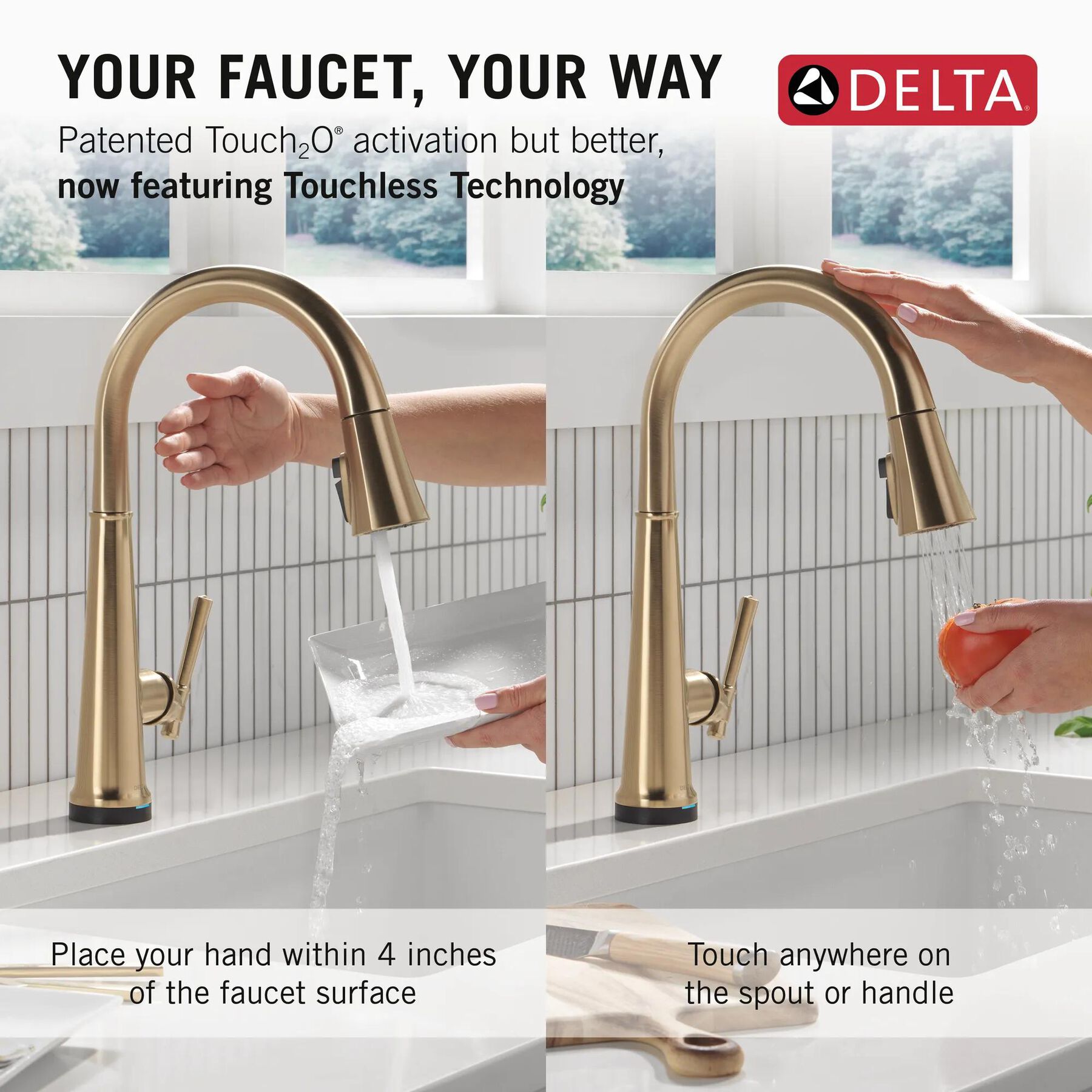 Touch<sub>2</sub>O&reg; Technology Kitchen Faucet with Touchless Technology