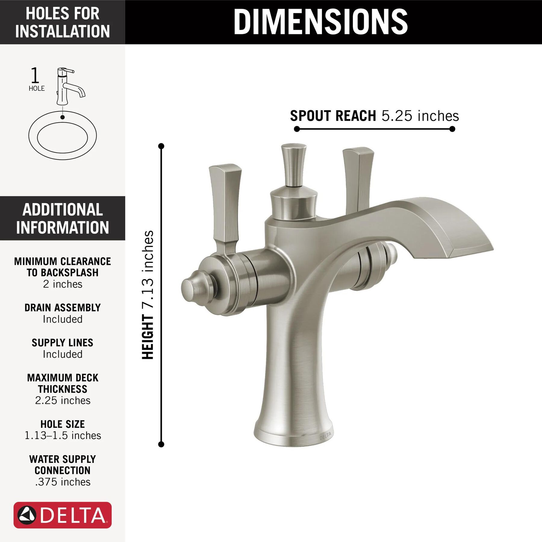 Single-Hole Bathroom Faucet 2L (Recertified)