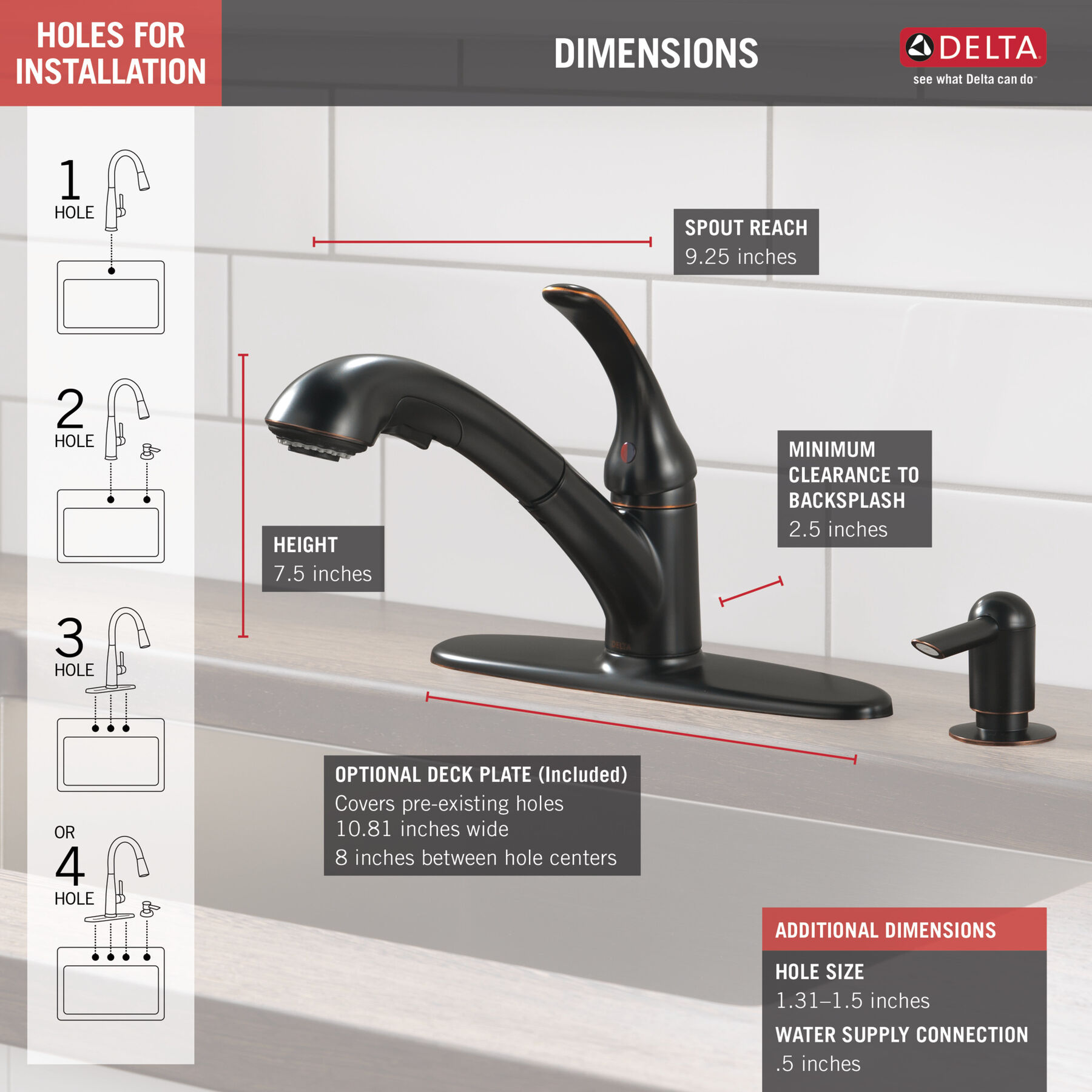 Single Handle Pull-Out Kitchen Faucet with Soap Dispenser (Recertified)