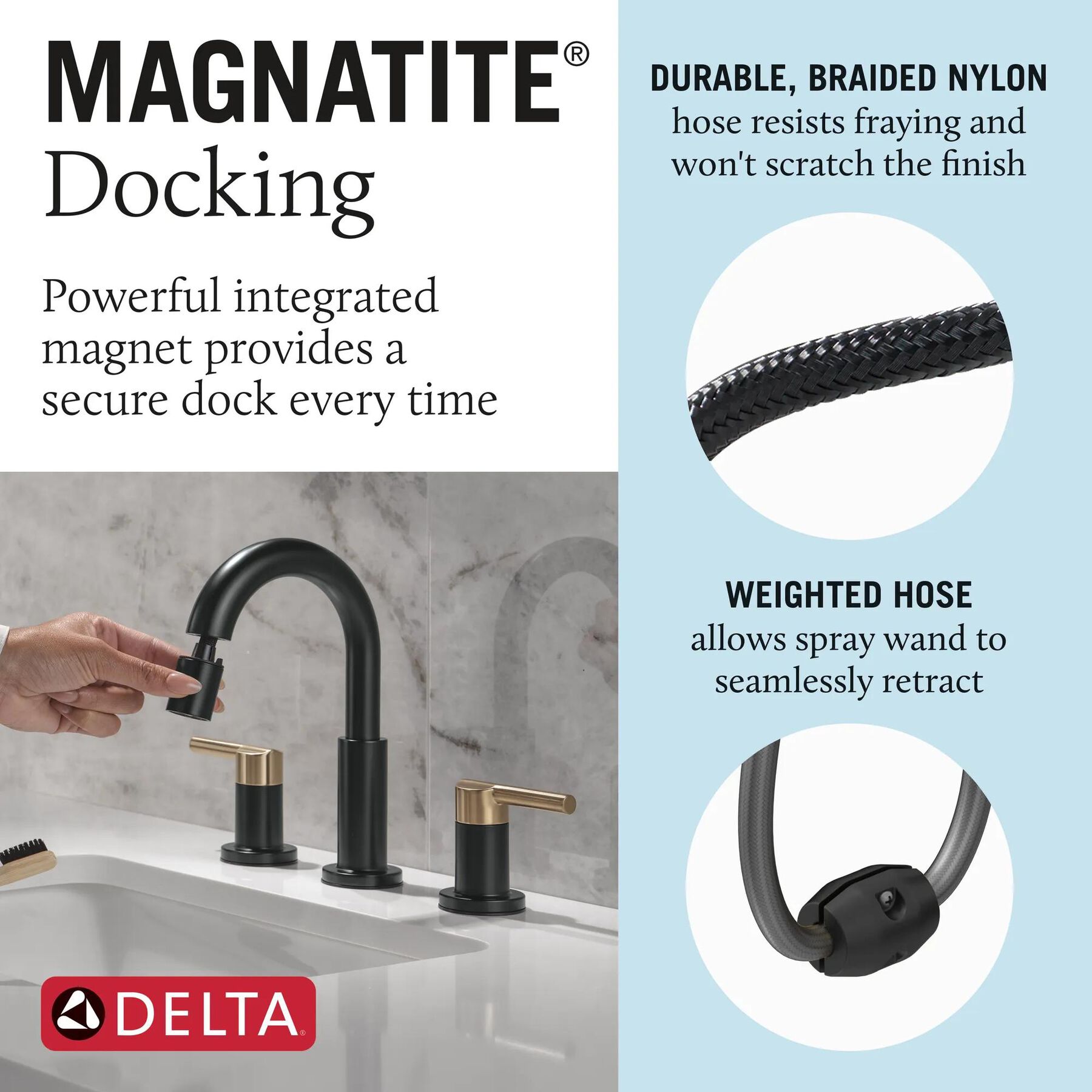 Two Handle Widespread Pull-Down Bathroom Faucet
