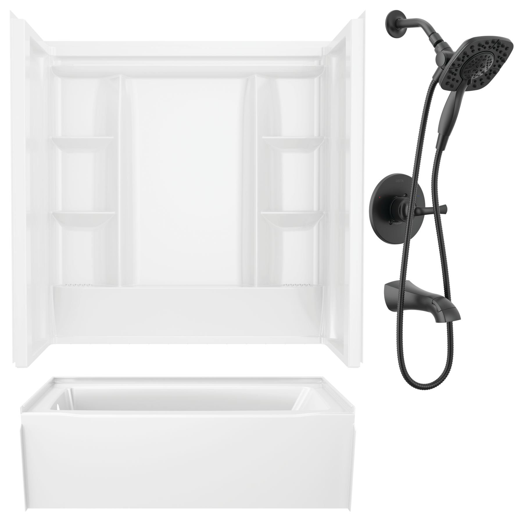 60x30 Alcove Bathtub, Wall Set and Trim Bundle - Left Drain
