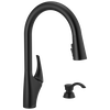 Single Handle Pull-Down Kitchen Faucet with Soap Dispenser and ShieldSpray Technology
