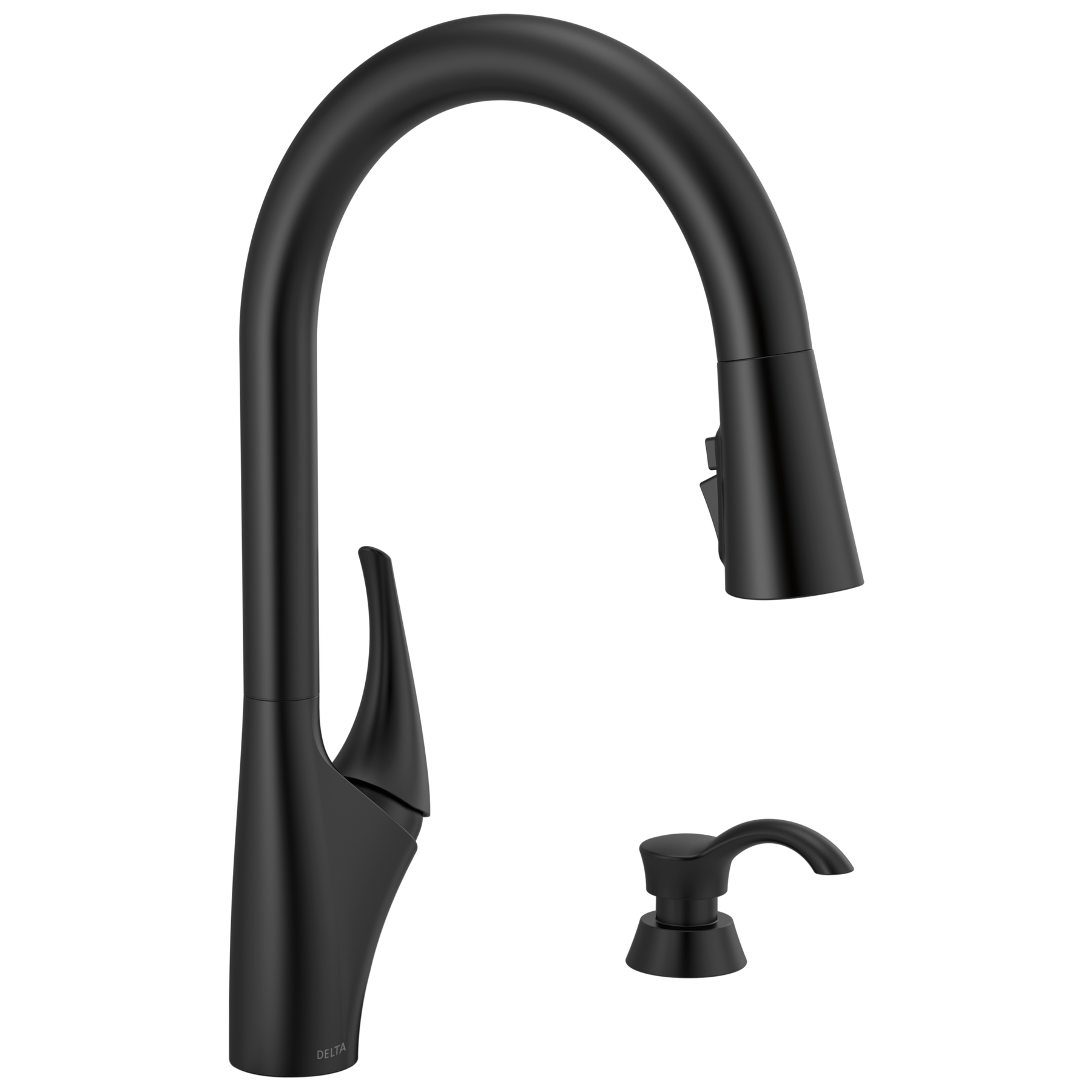 Single Handle Pull-Down Kitchen Faucet with Soap Dispenser and ShieldSpray Technology