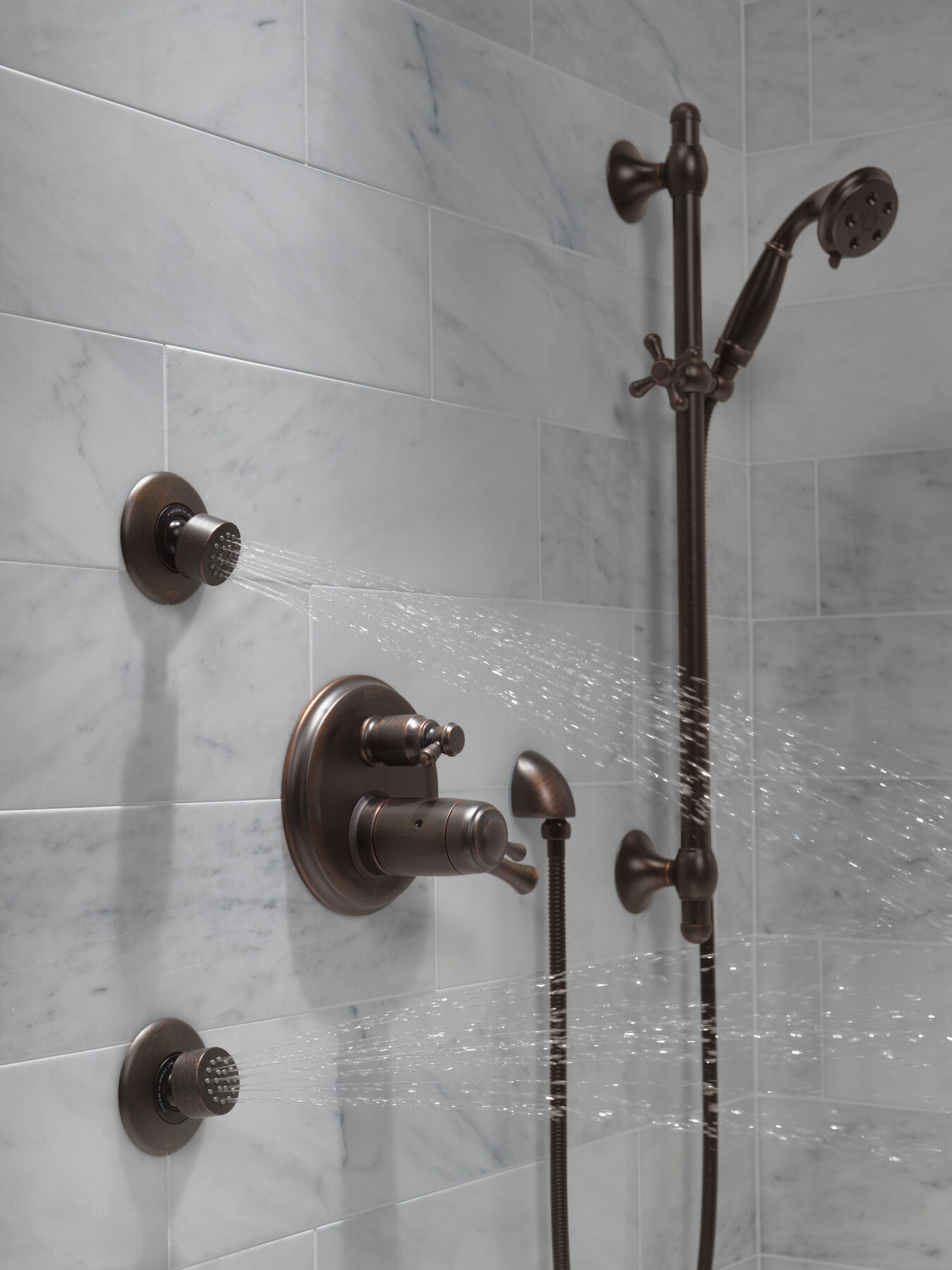 Traditional 2-Handle TempAssure&reg; 17T Series Valve Trim with 3-Setting Integrated Diverter