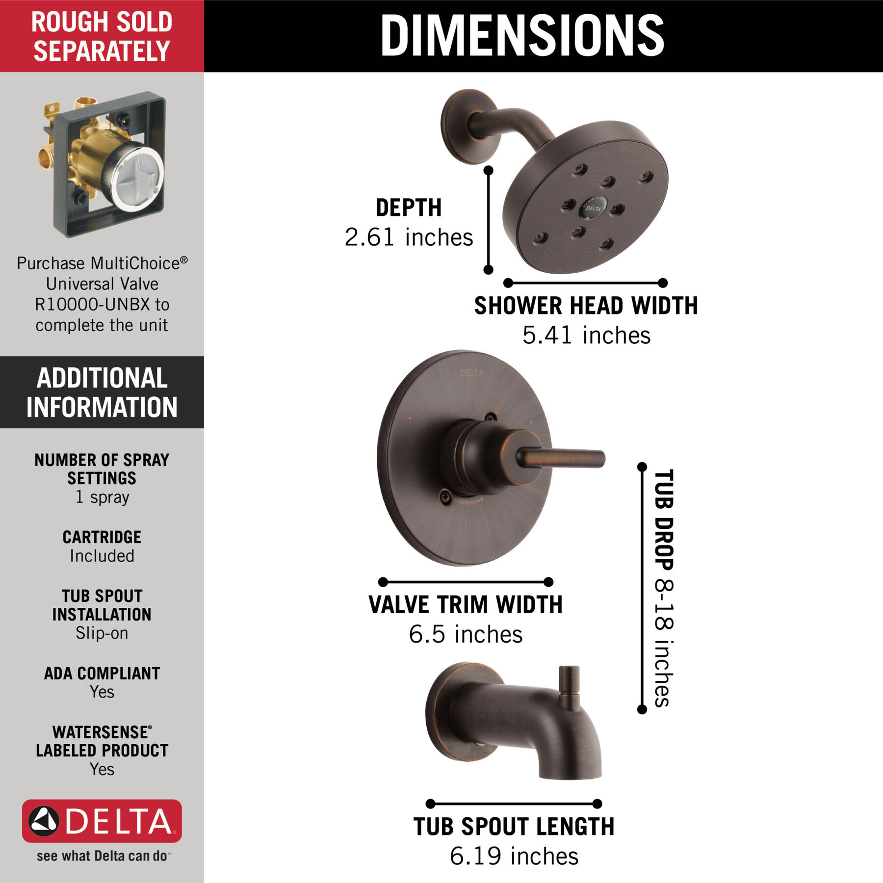 Monitor&reg; 14 Series H<sub>2</sub>Okinetic&reg; Single Handle Tub & Shower Trim (Recertified)
