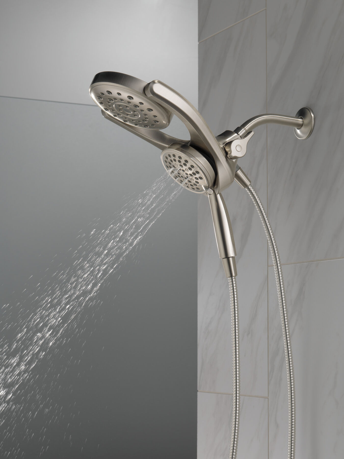 HydroRain&reg; 4-Setting Two-in-One Shower Head (Recertified)