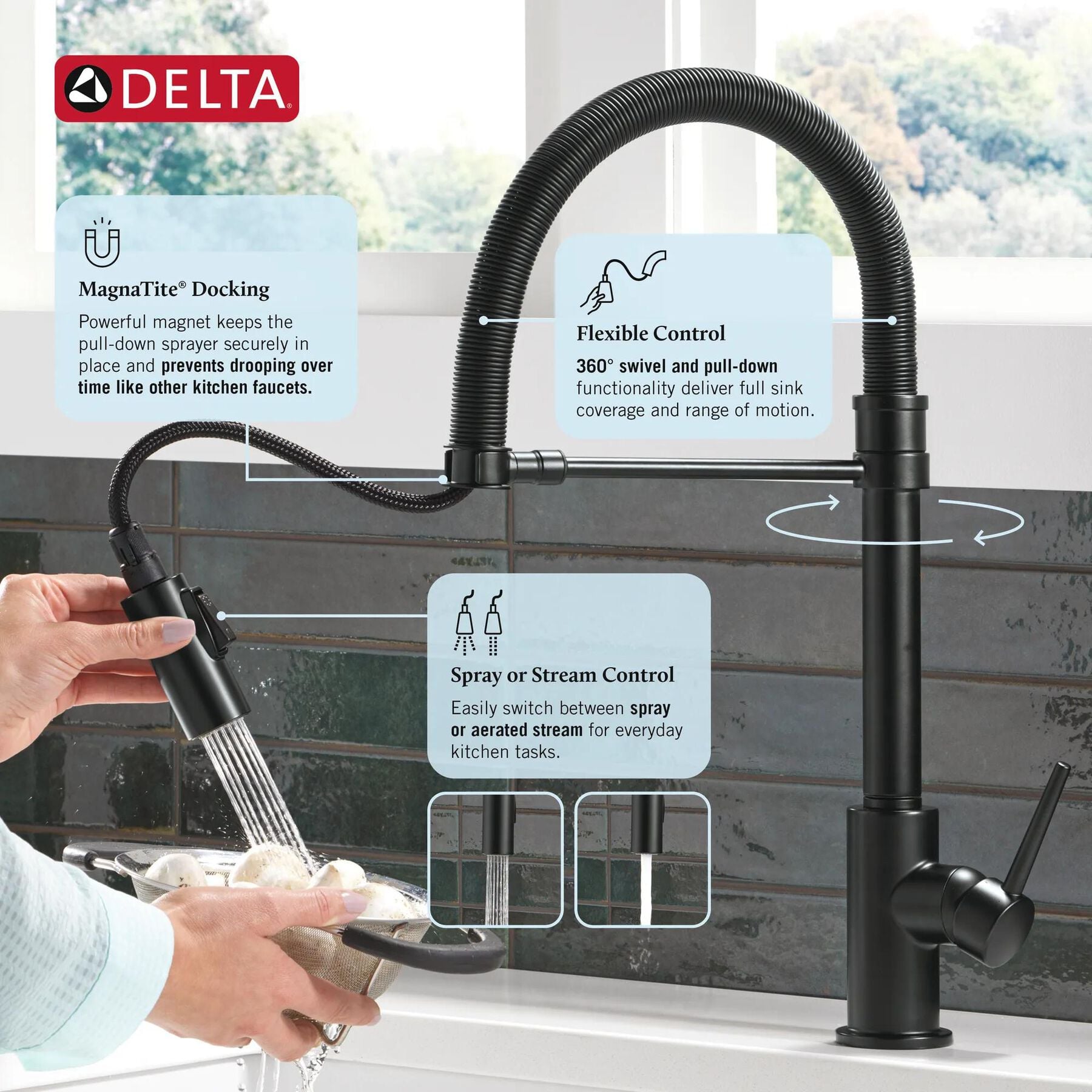 Single-Handle Pull-Down Spring Kitchen Faucet
