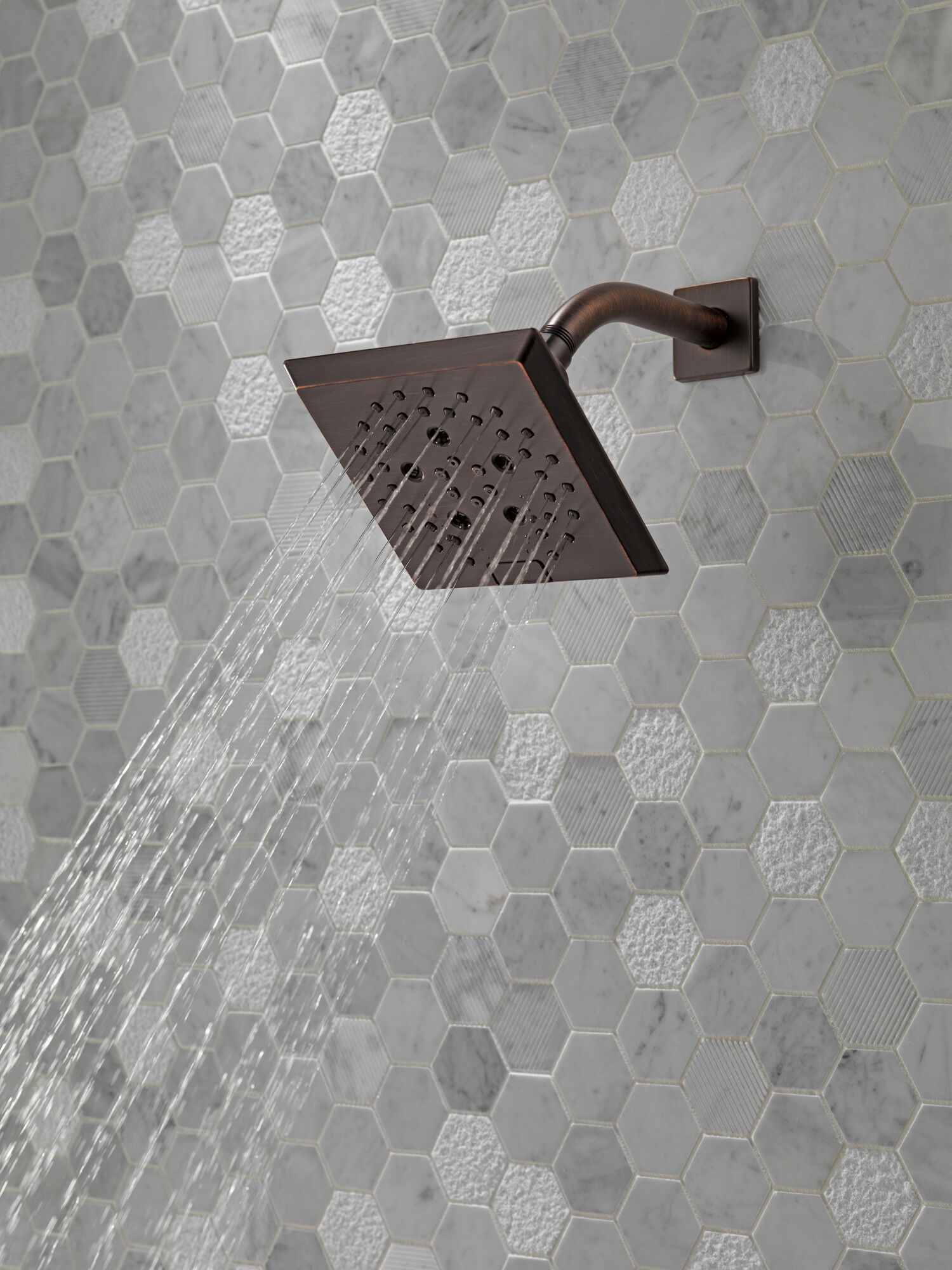 H2Okinetic® 5-Setting Angular Modern Raincan Shower Head in
