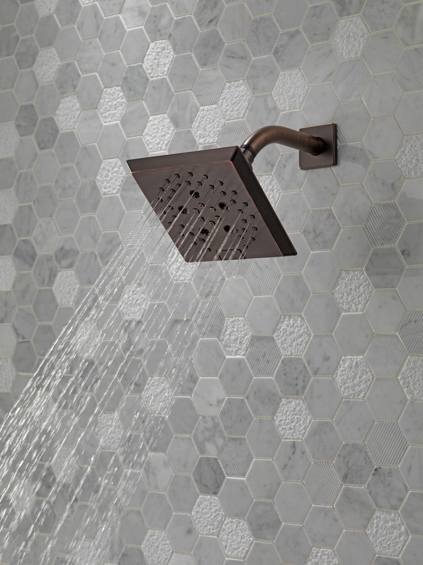H<sub>2</sub>Okinetic&reg; 5-Setting Angular Modern Raincan Shower Head