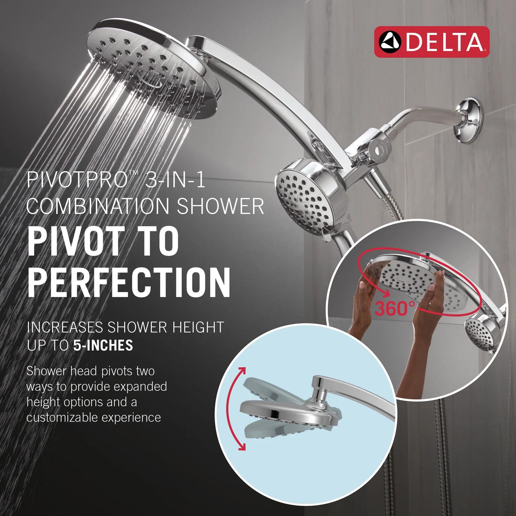 PivotPro&trade; 3-in-1 Combination Shower