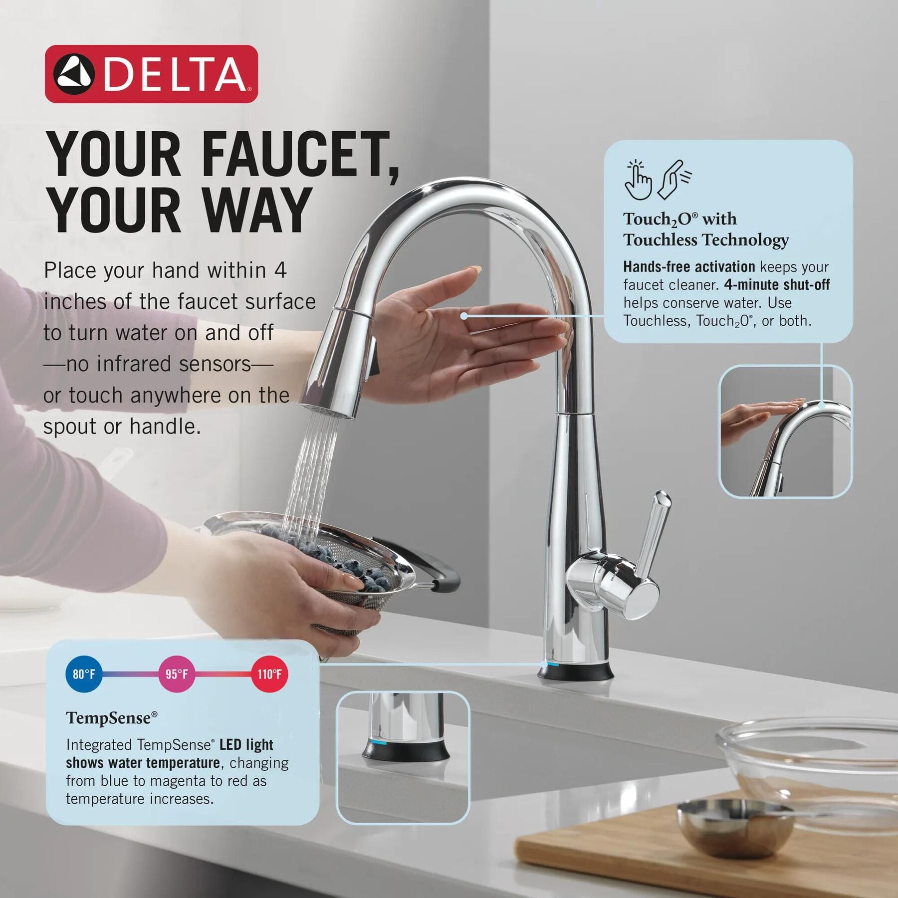 Touch<sub>2</sub>O&reg; Technology Kitchen Faucet with Touchless Technology
