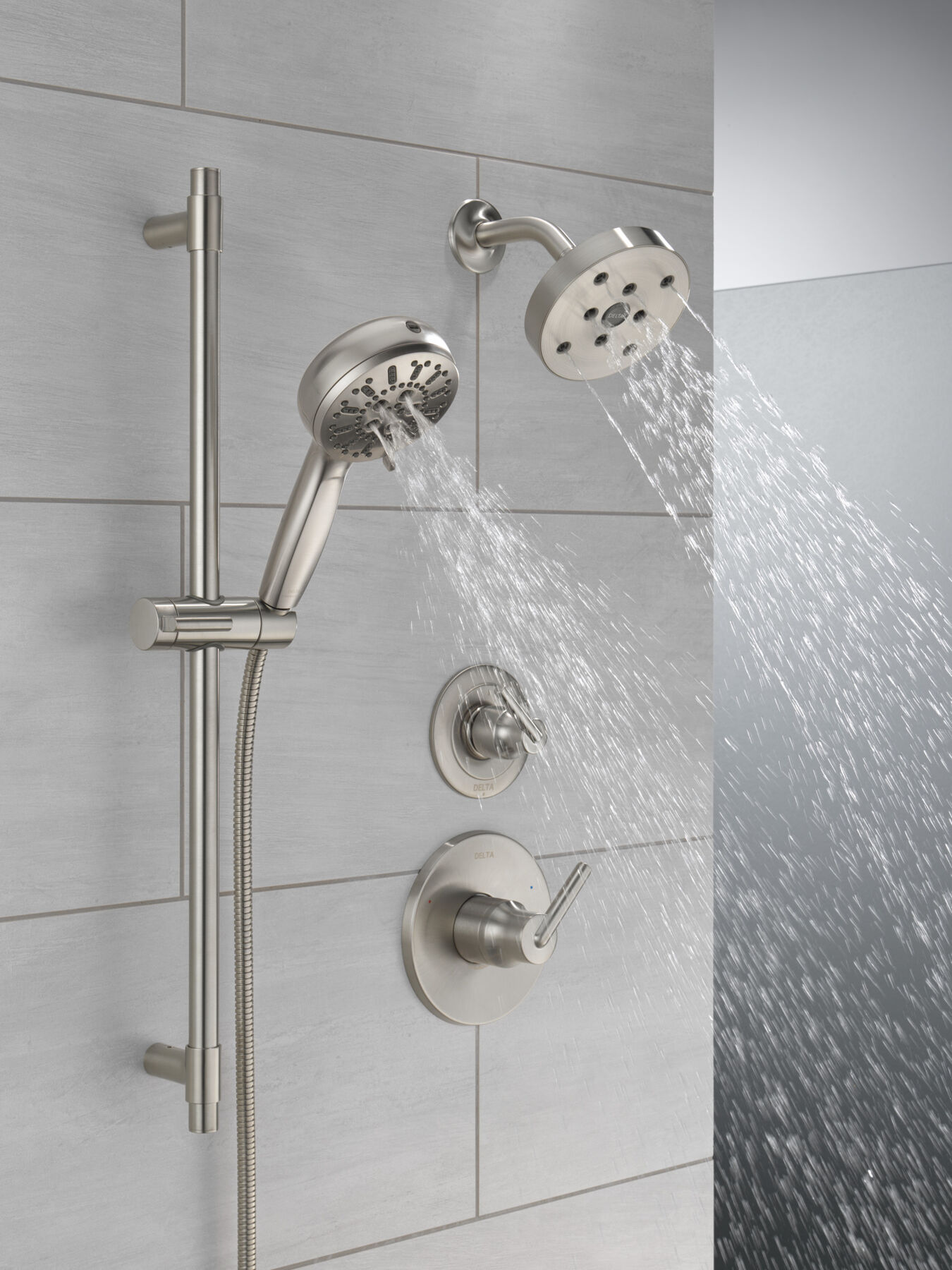 7-Setting Slide Bar Hand Shower with Cleaning Spray