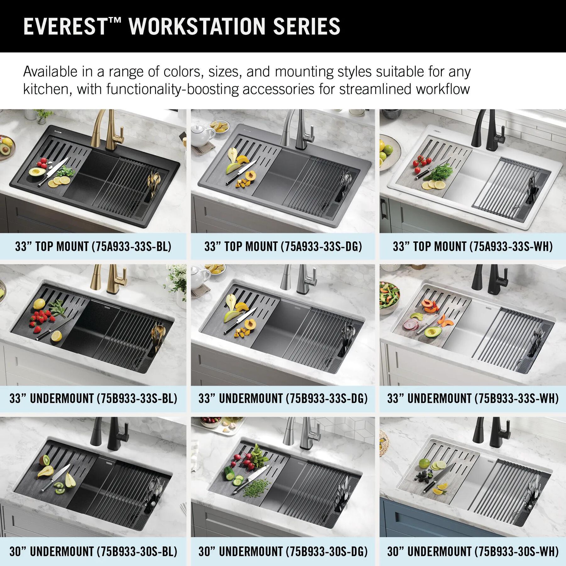 33&rdquo; Granite Composite Workstation Kitchen Sink Drop-In Top Mount Single Bowl with WorkFlow&trade; Ledge and Accessories in Dark Grey