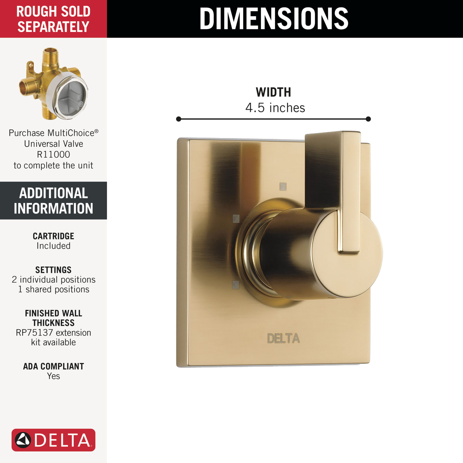3-Setting 2-Port Diverter Trim