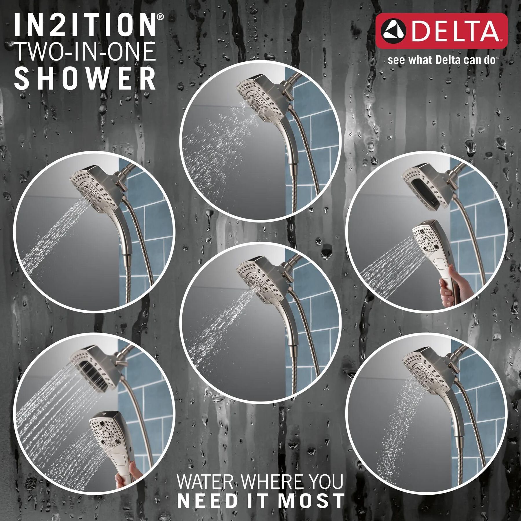 H<sub>2</sub>Okinetic&reg; In2ition&reg; 5-Setting Two-in-One Shower (Recertified)