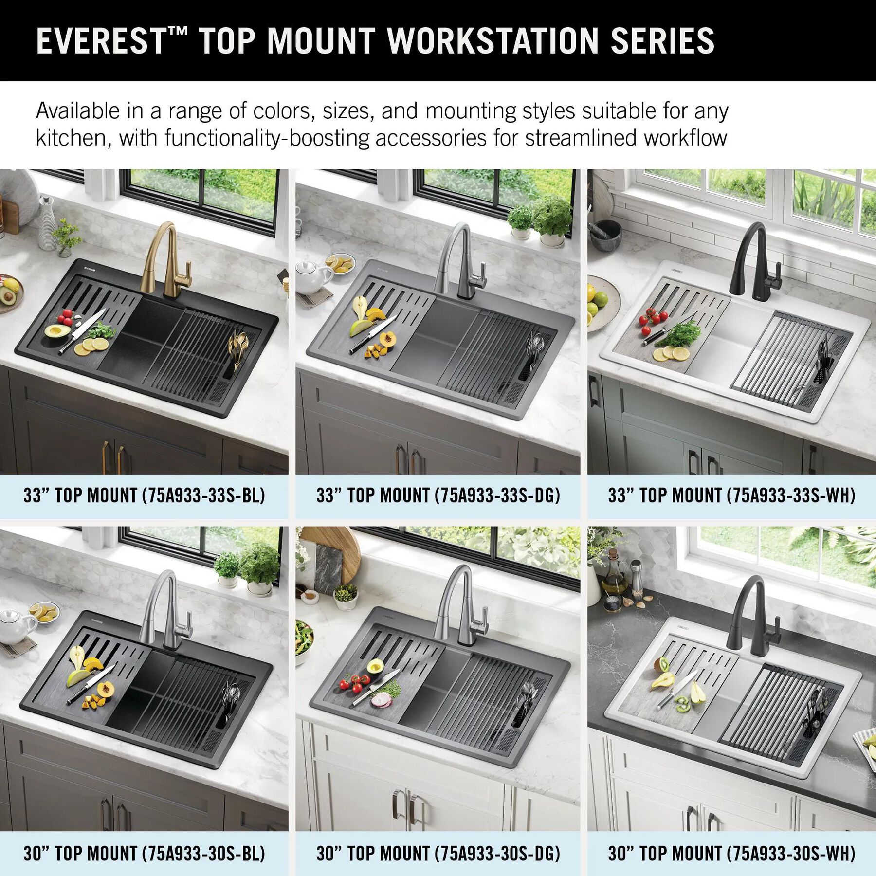 30&rdquo; Granite Composite Workstation Kitchen Sink Drop-In Top Mount Single Bowl with WorkFlow&trade; Ledge and Accessories in Dark Grey