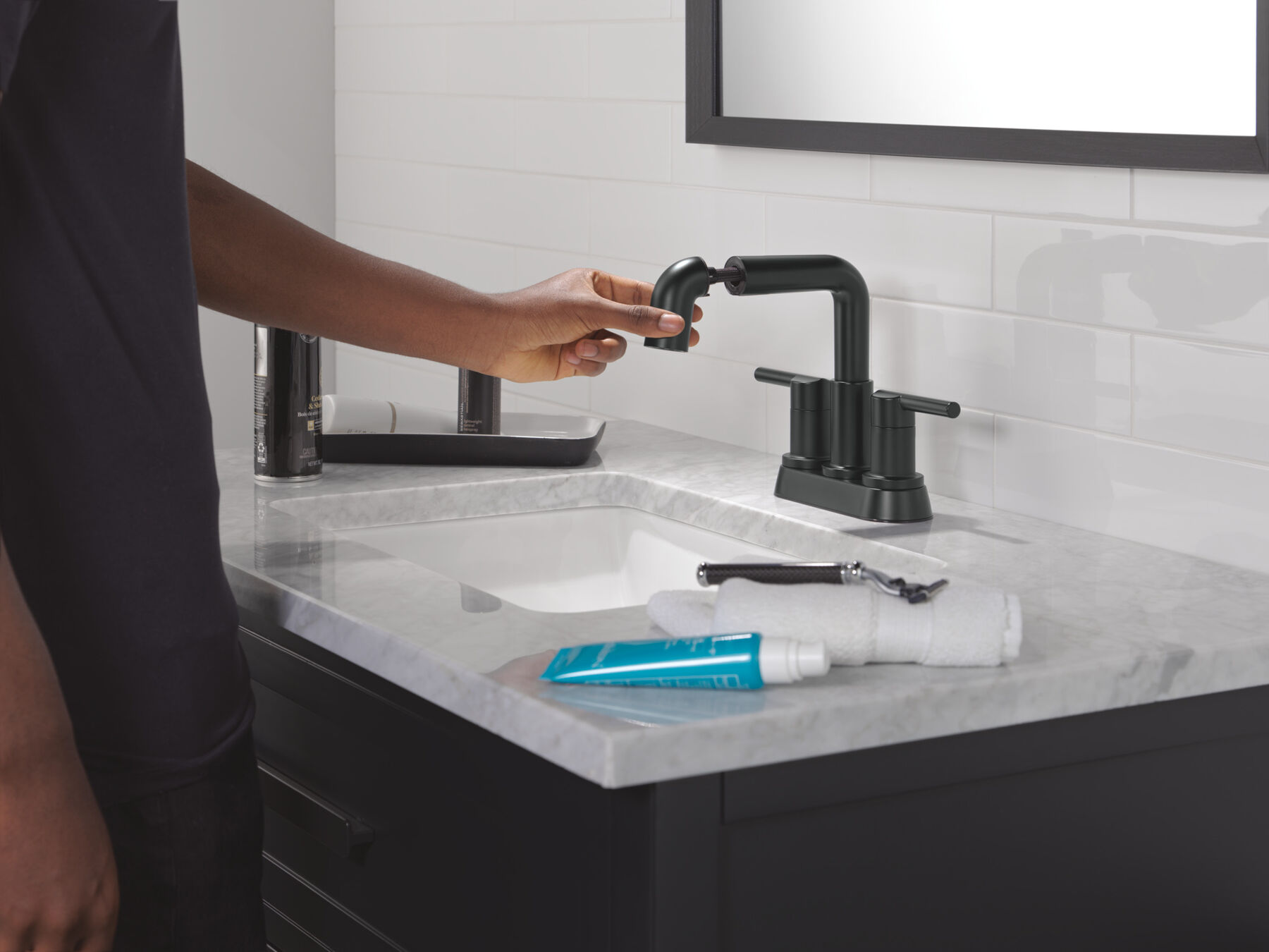 Two Handle Centerset Pull-Down Bathroom Faucet