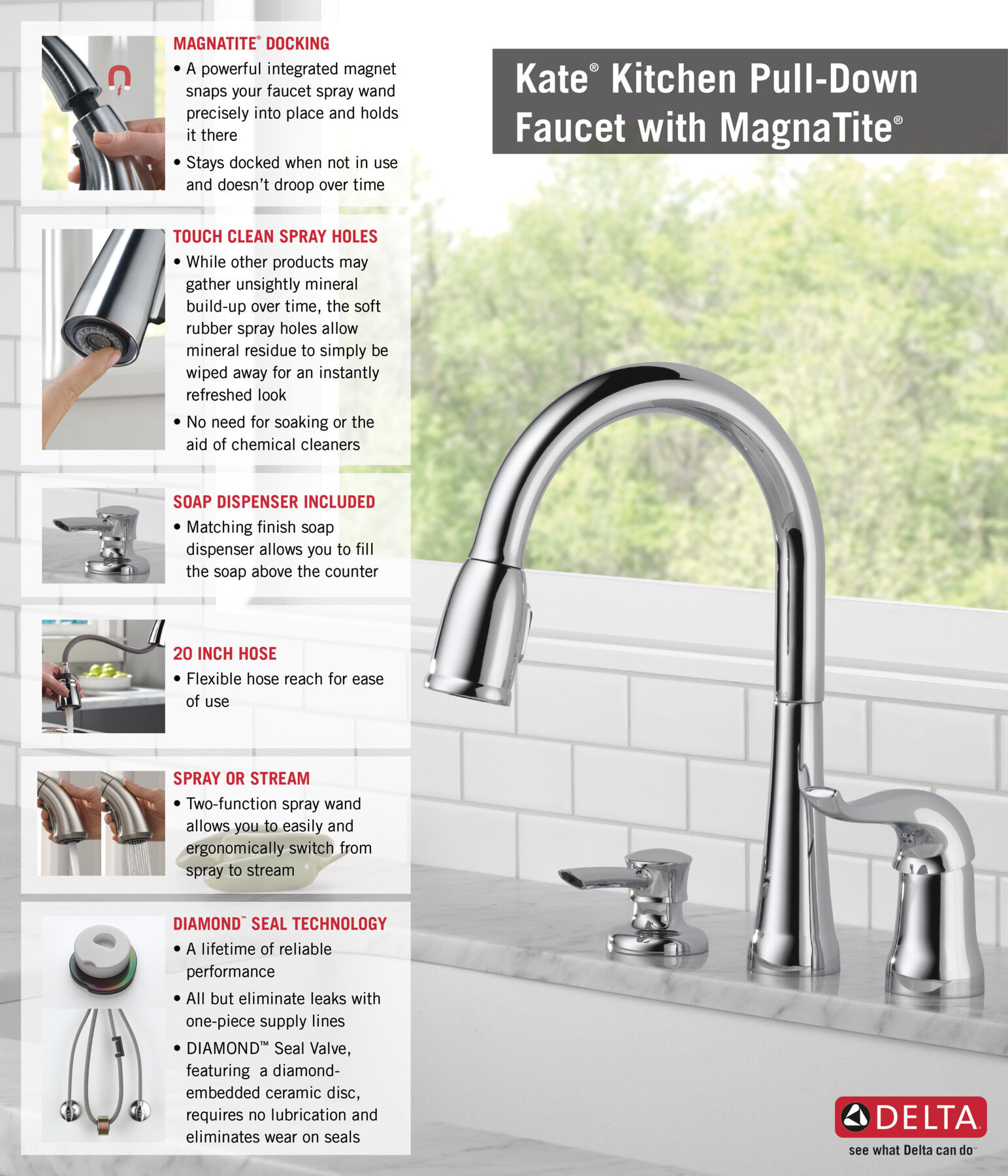 Pull-Down Kitchen Faucet w/Soap (Recertified)