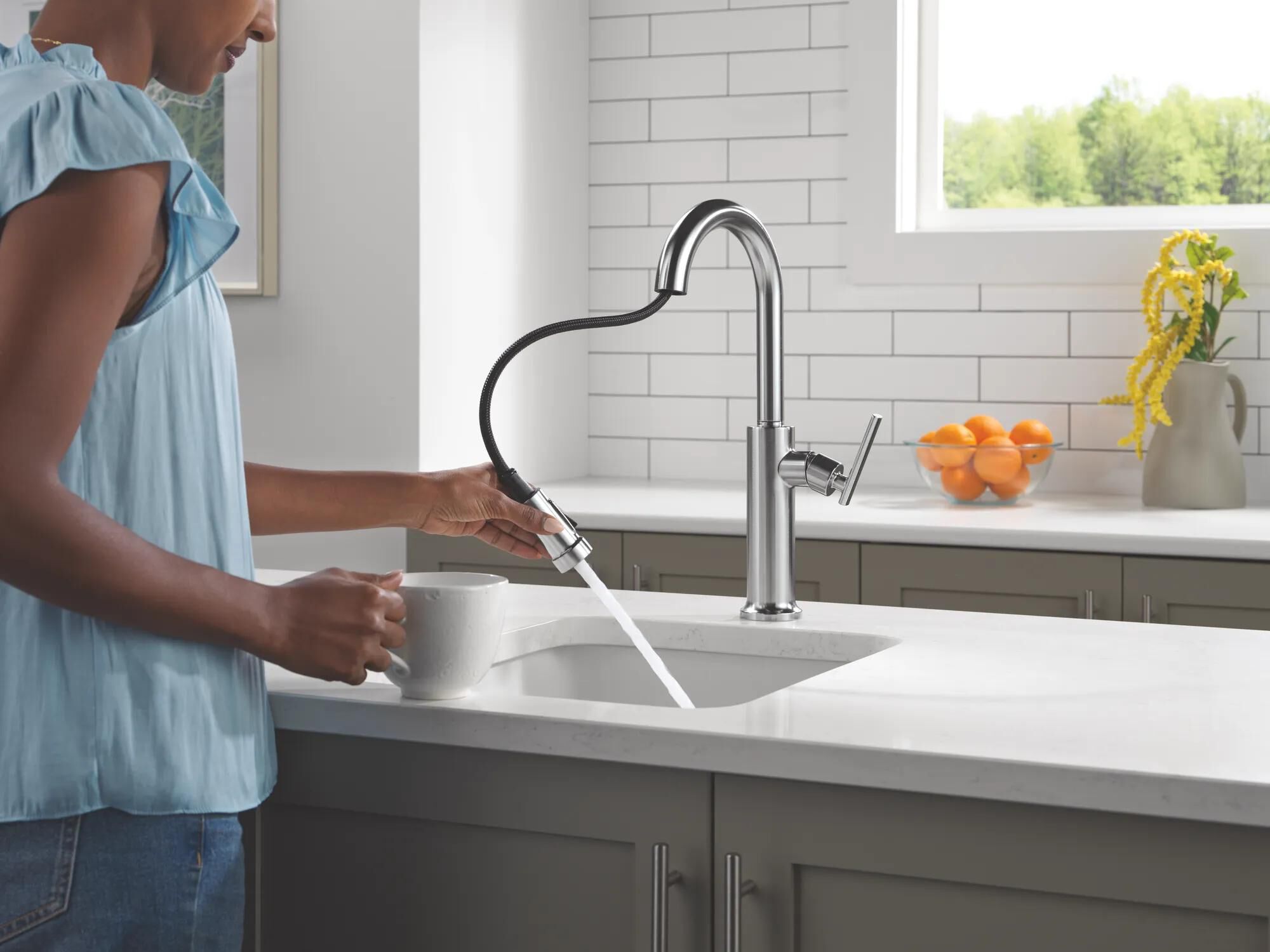 Single Handle Pull-Down Bar / Prep Faucet in Arctic Stainless 9986