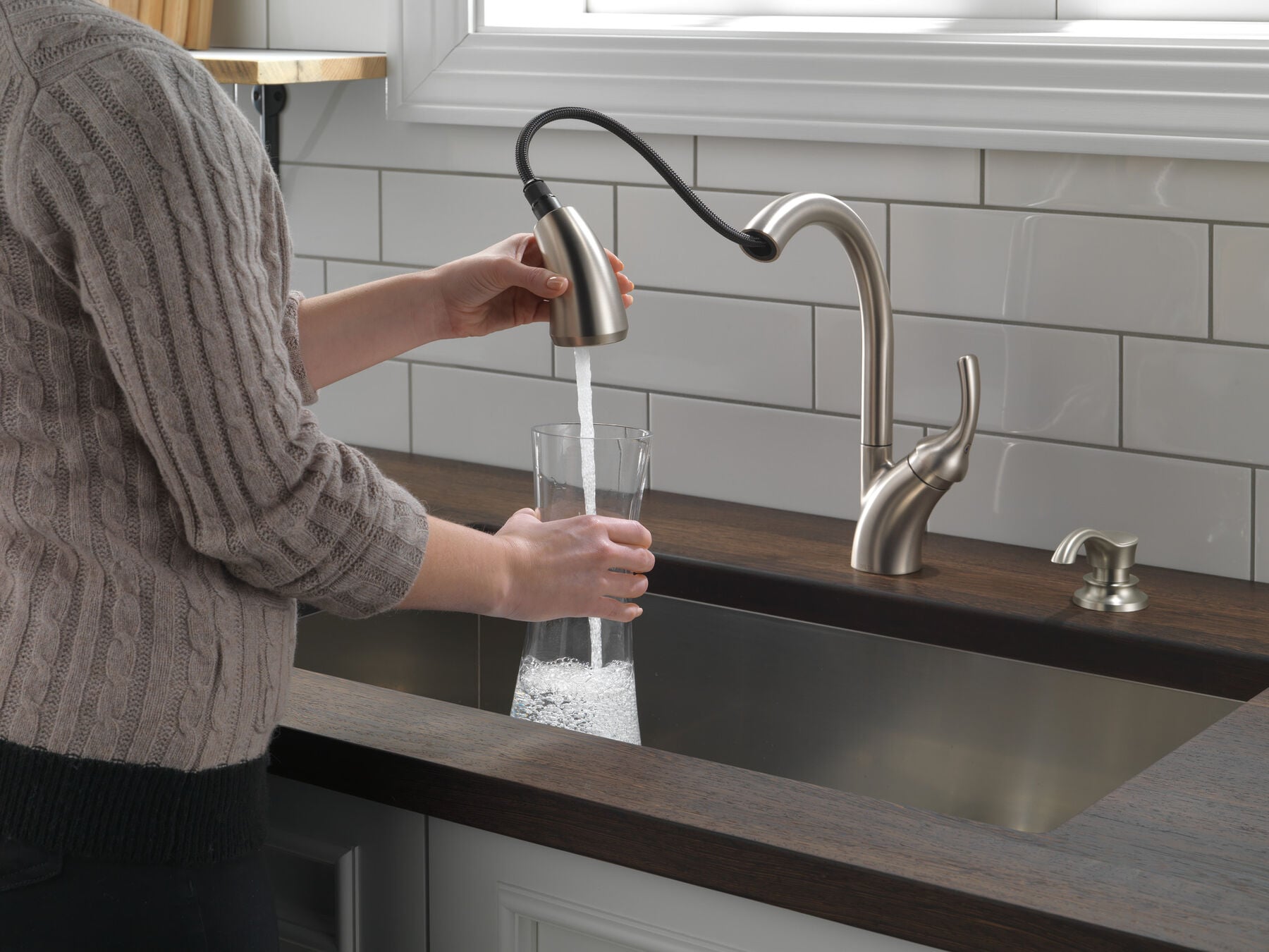 Single Handle Pull-Out Kitchen Faucet with Soap Dispenser and ShieldSpray&reg; Technology