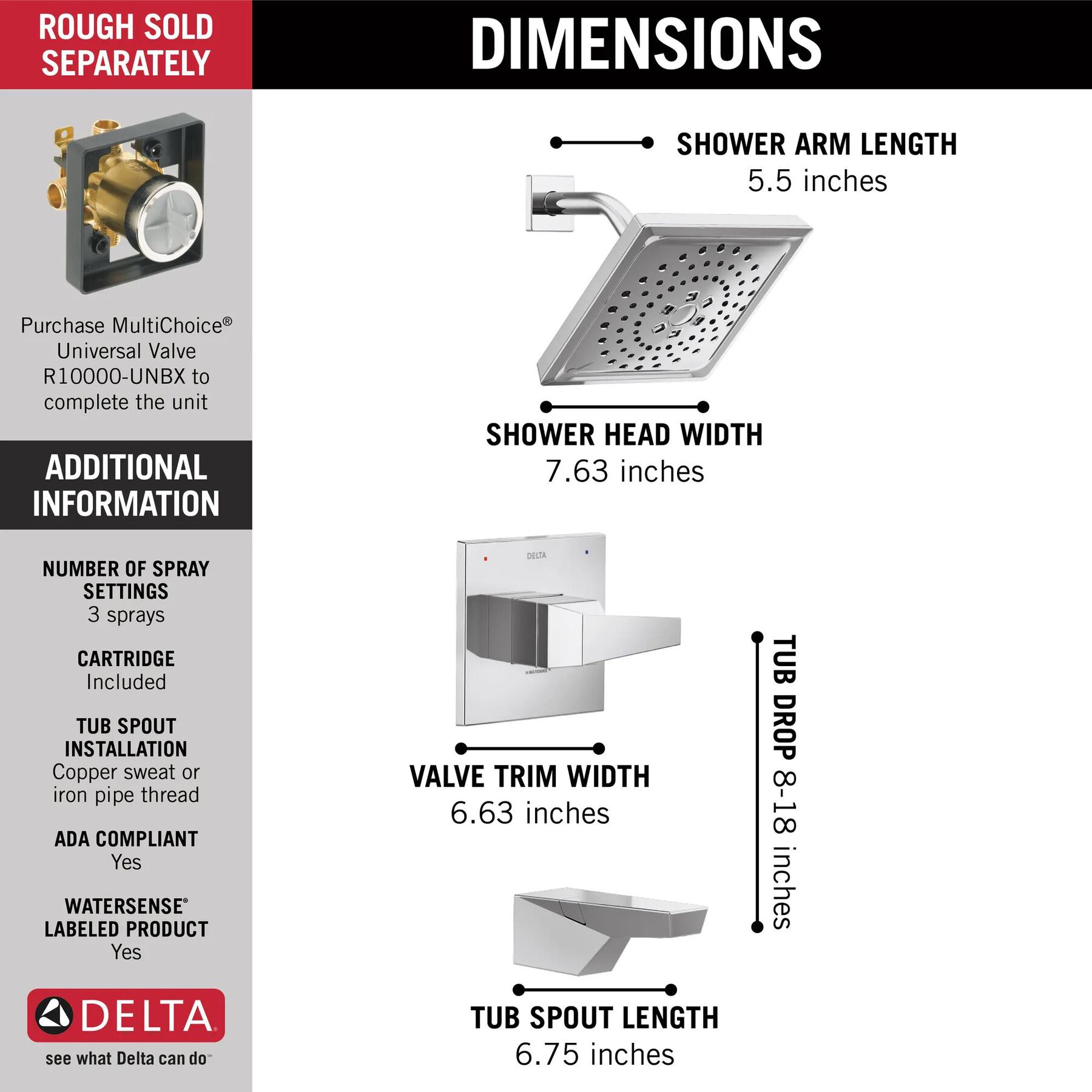 14 Series H2Okinetic Tub Shower Trim (Recertified)