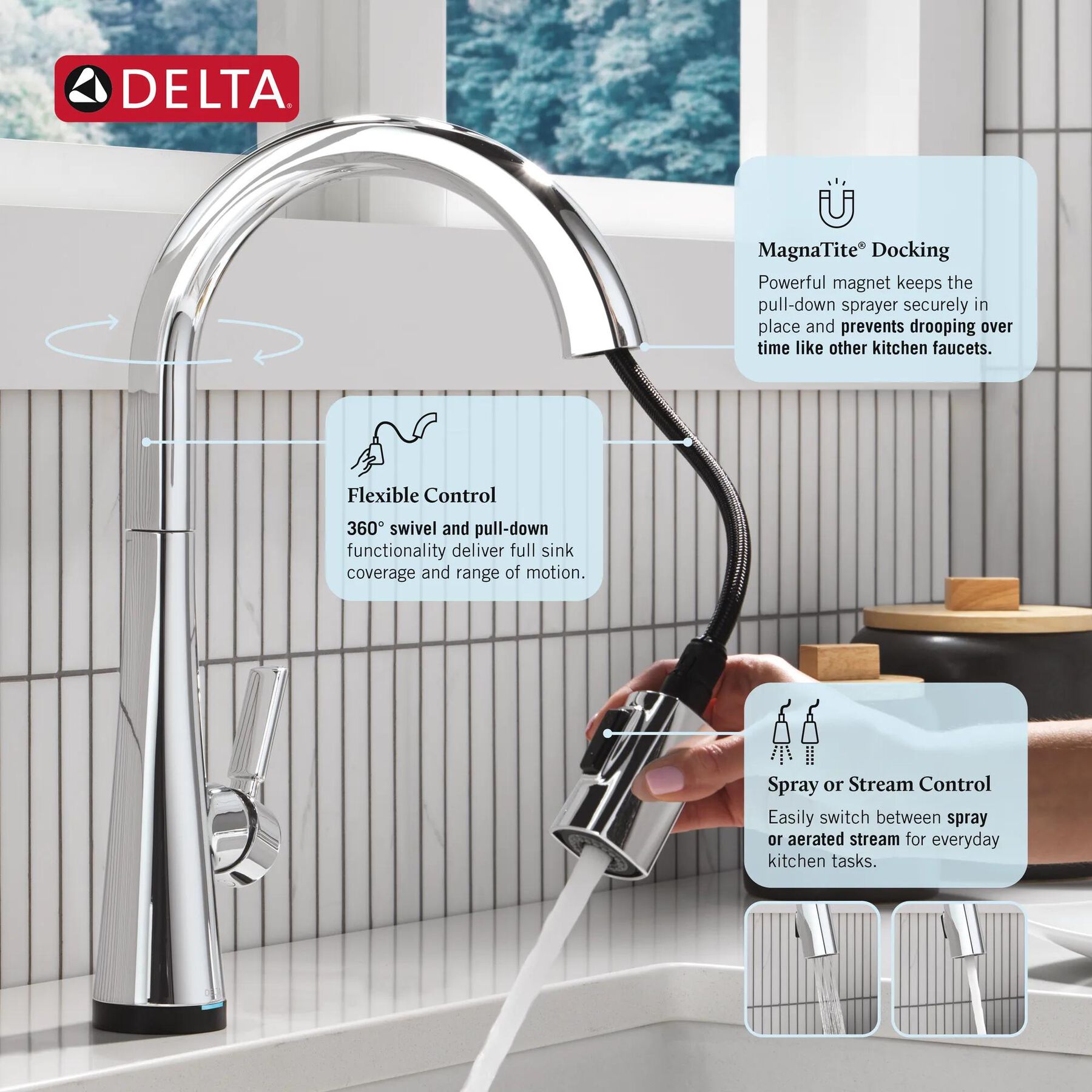 Touch<sub>2</sub>O&reg; Technology Kitchen Faucet with Touchless Technology