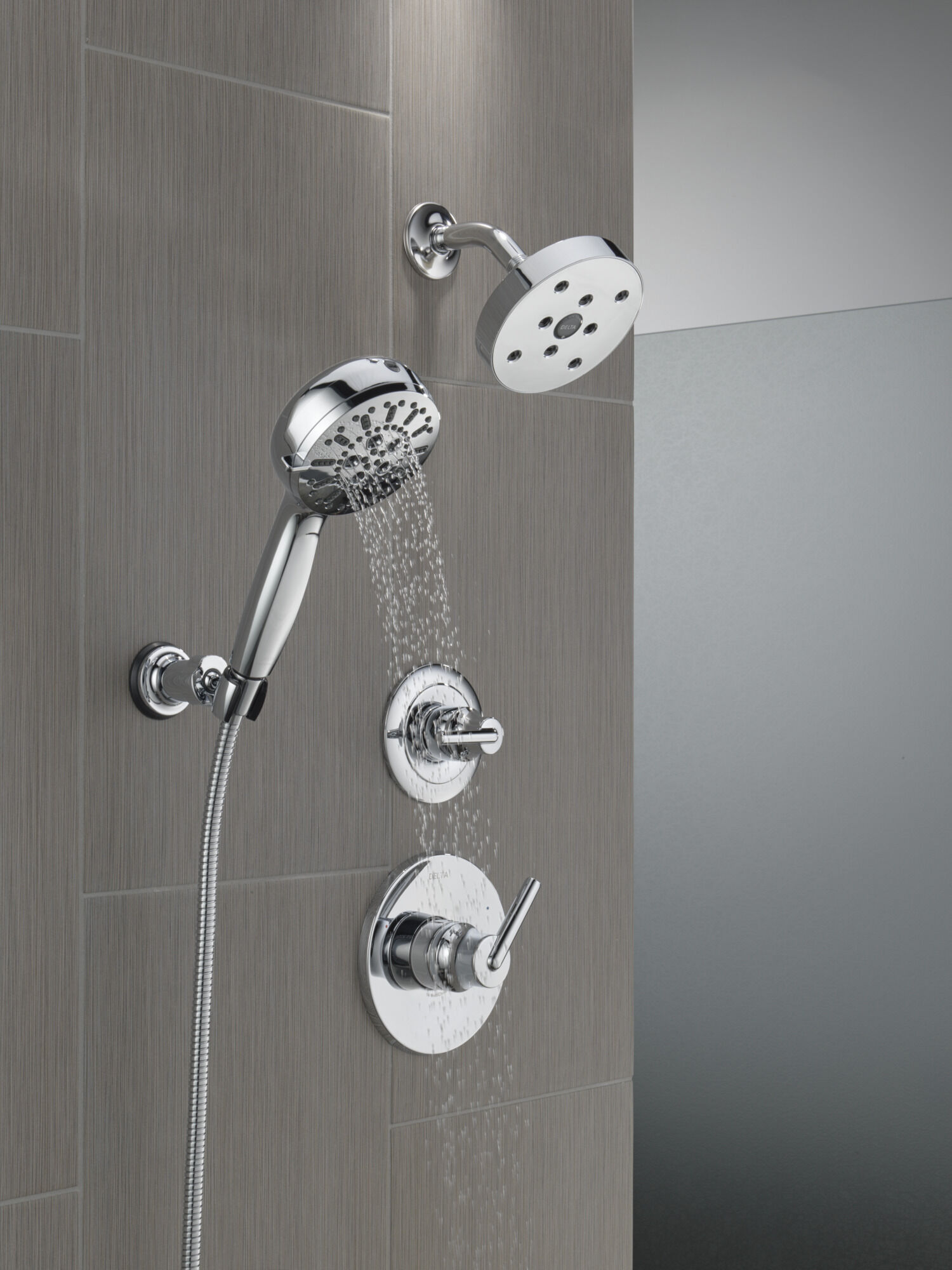 7-Setting Wall Mount Hand Shower with Cleaning Spray in Lumicoat