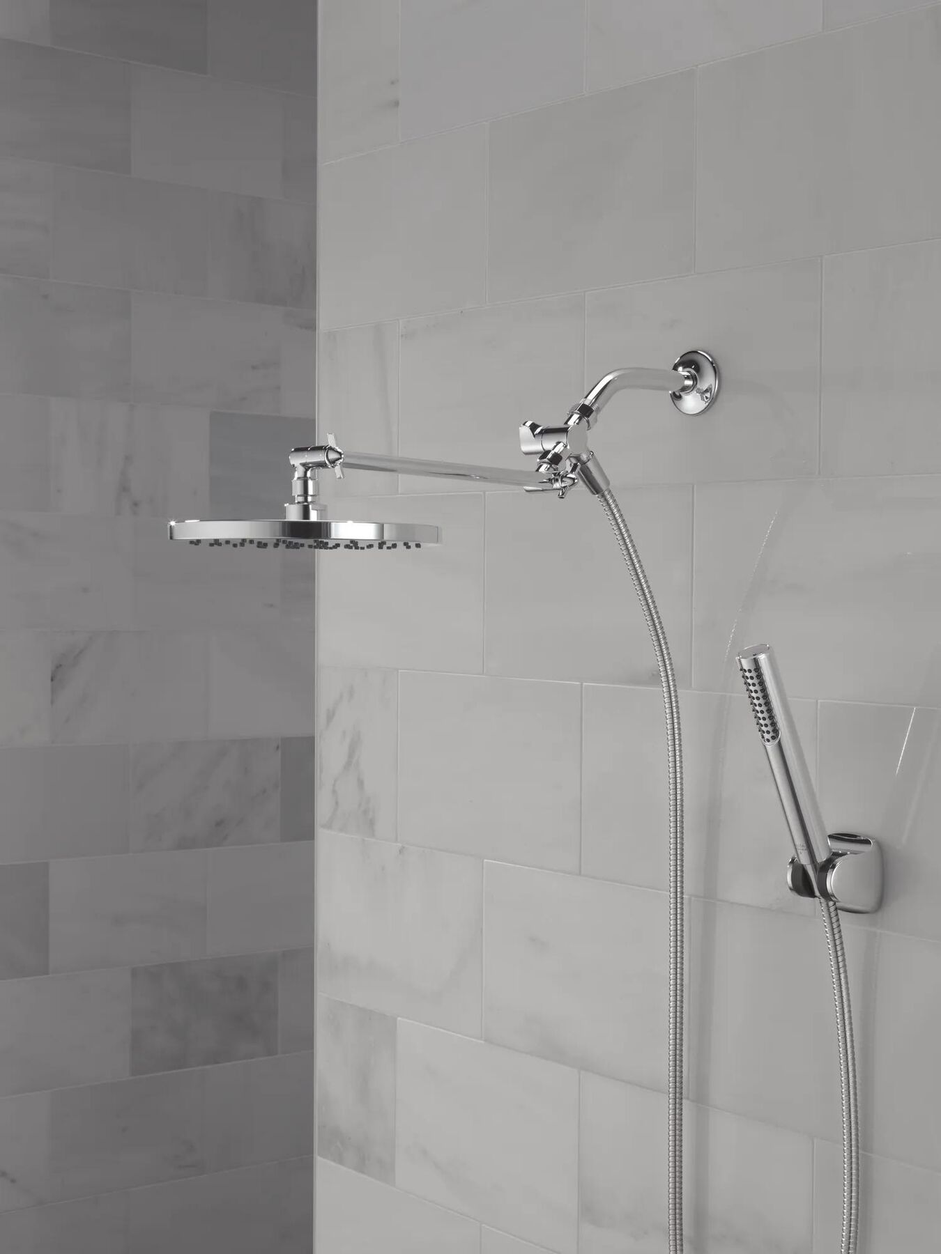 Adjustable Raincan Shower Head with Hand Shower