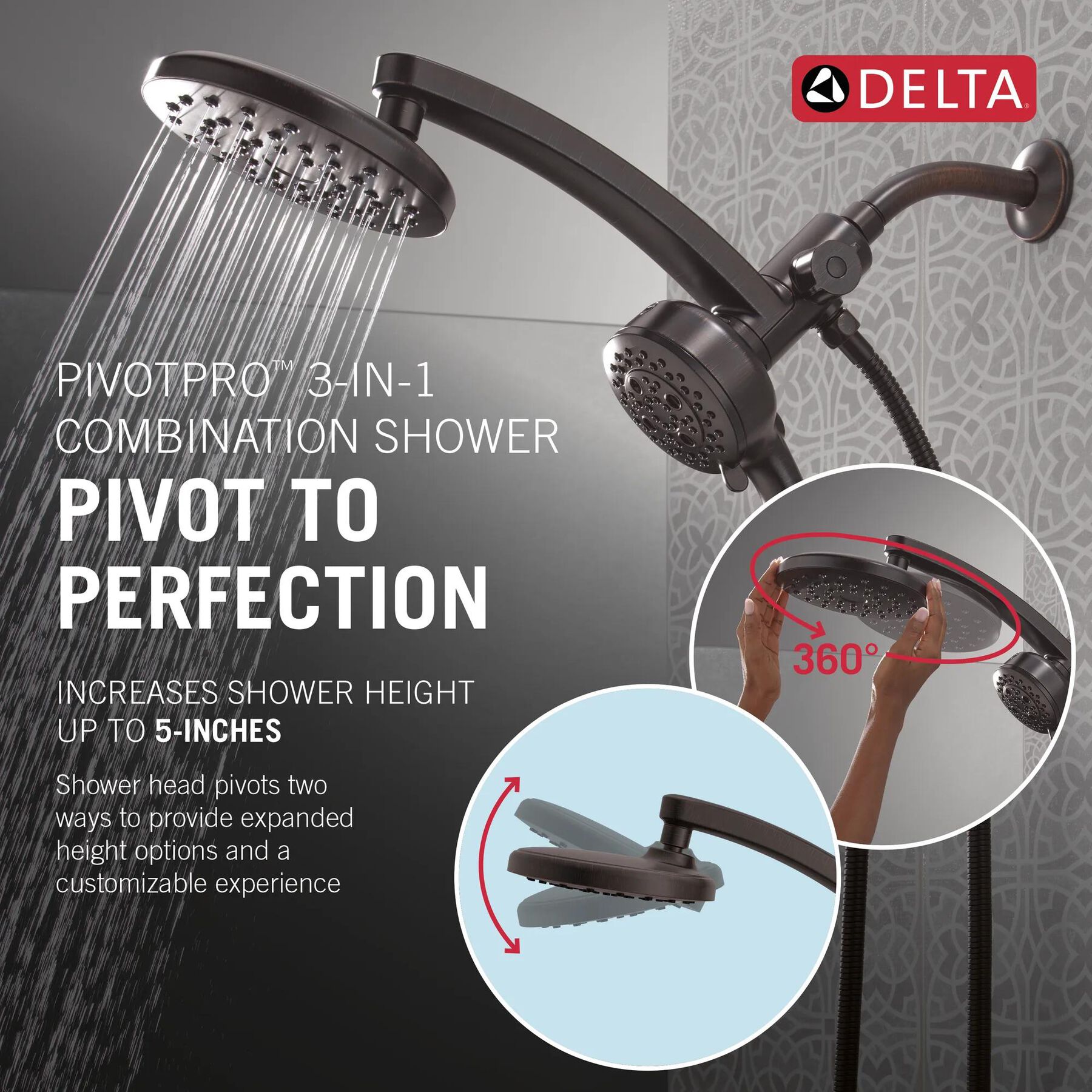PivotPro&trade; 3-in-1 Combination Shower