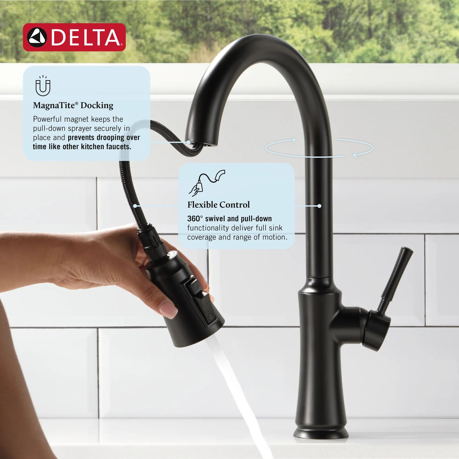 Single Handle Pull-Down Kitchen Faucet with Soap Dispenser and ShieldSpray&reg; Technology
