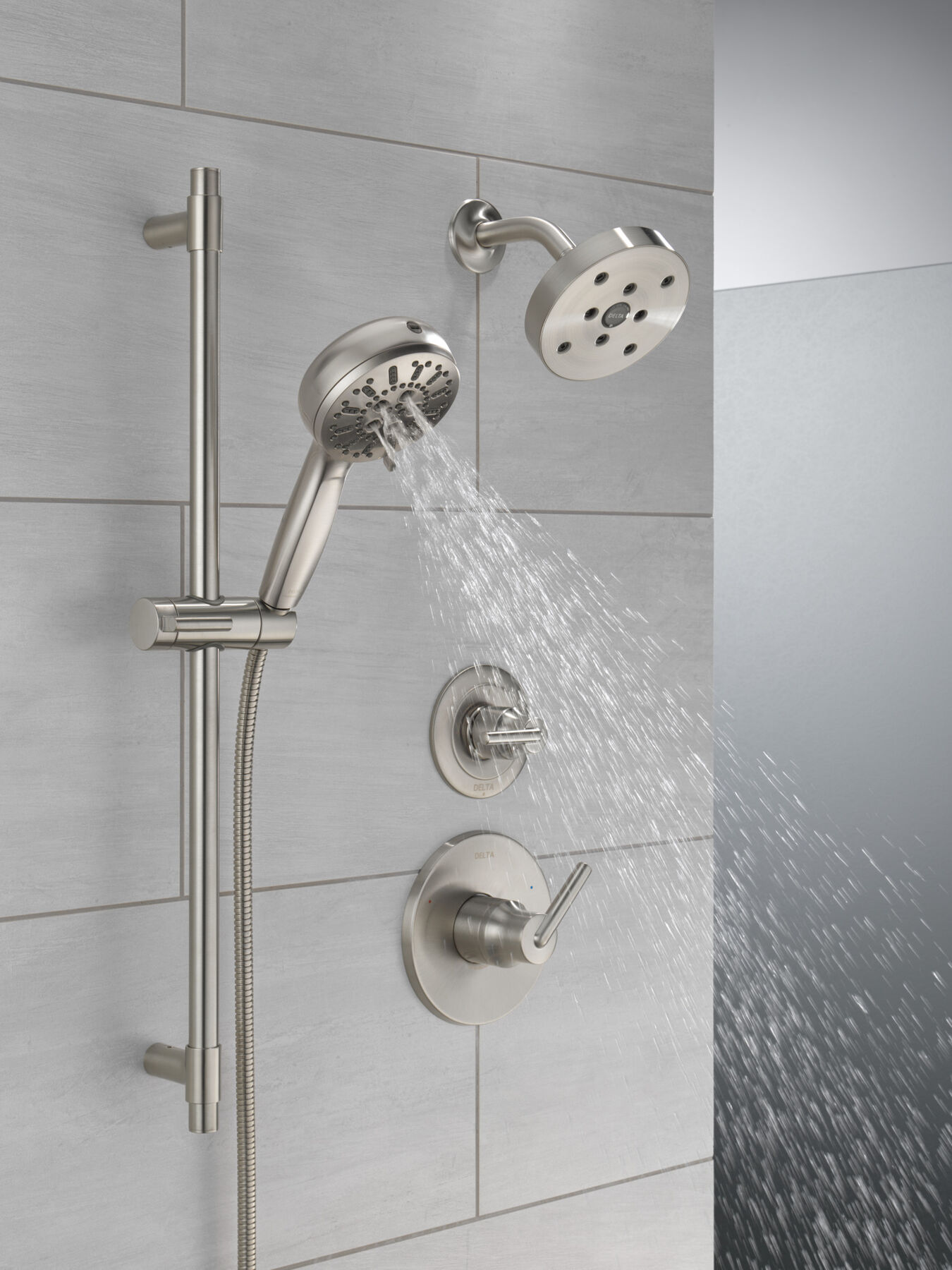 7-Setting Slide Bar Hand Shower with Cleaning Spray