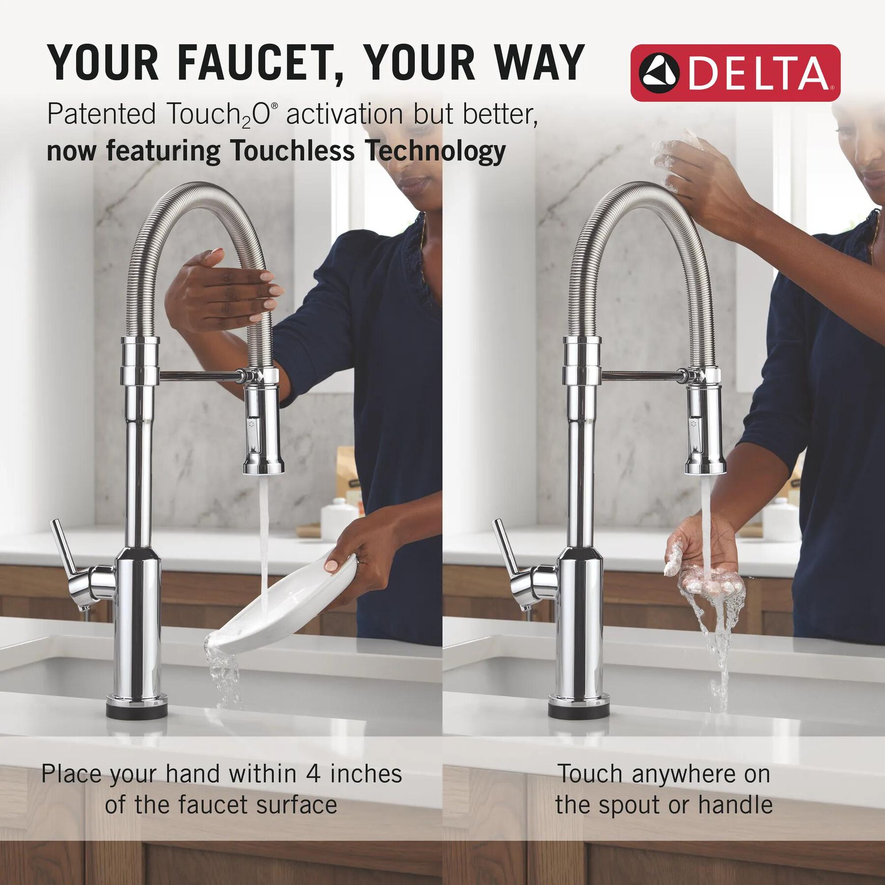 Touch2O&reg; Technology Kitchen Faucet with Touchless Technology