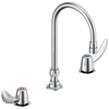 Two Handle Widespread Bathroom Faucet with Gooseneck Spout - Less Pop-Up