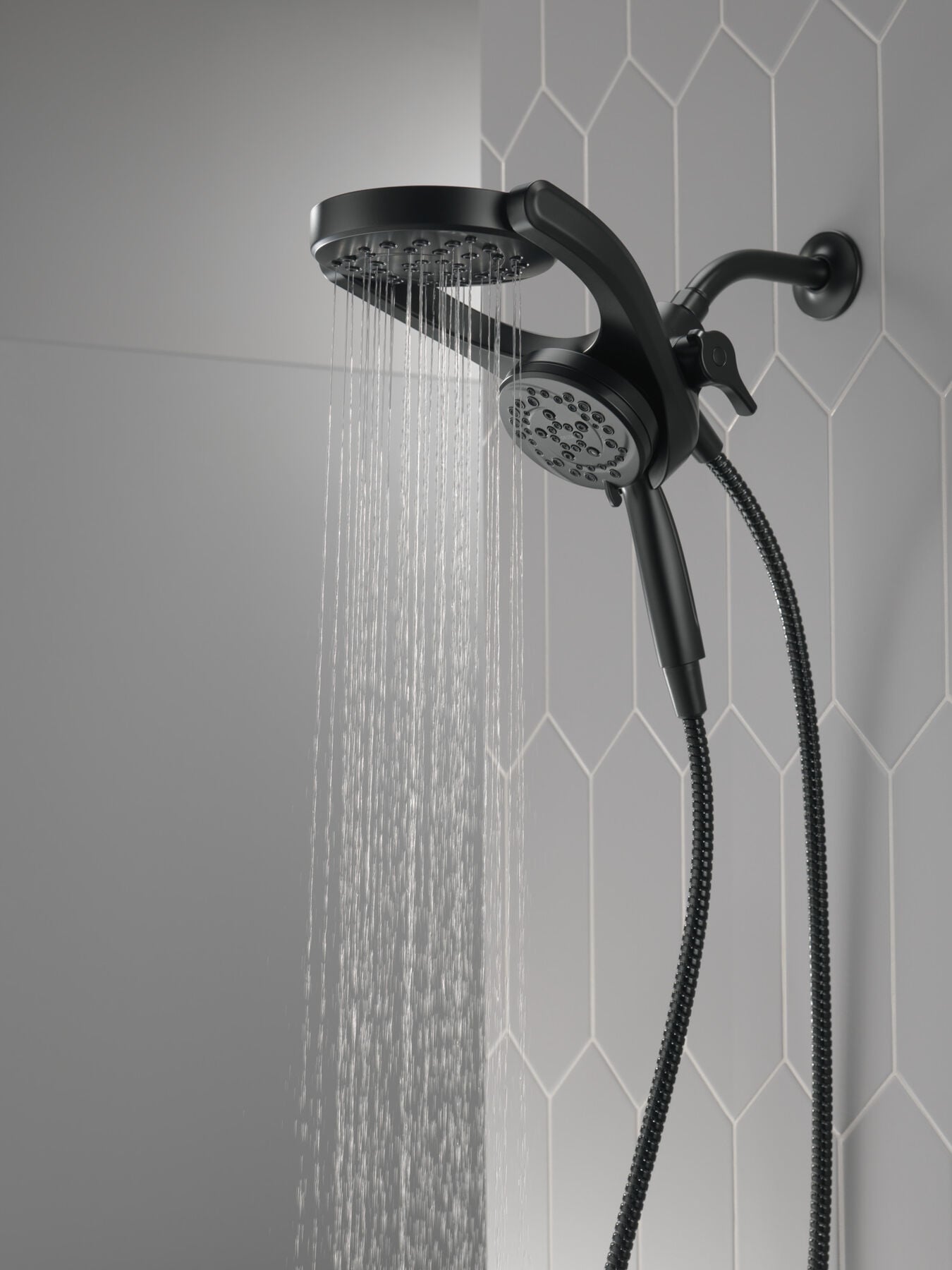 HydroRain&reg; 4-Setting Two-in-One Shower Head (Recertified)