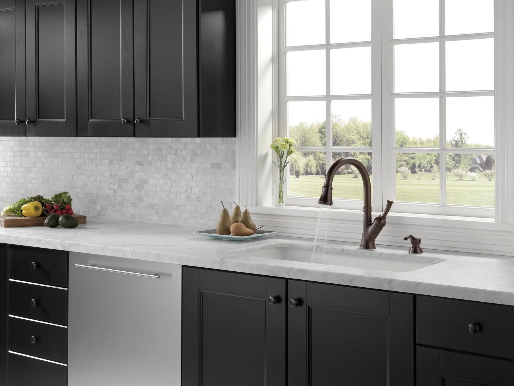 Single Handle Pull-Down Kitchen Faucet with Soap Dispenser